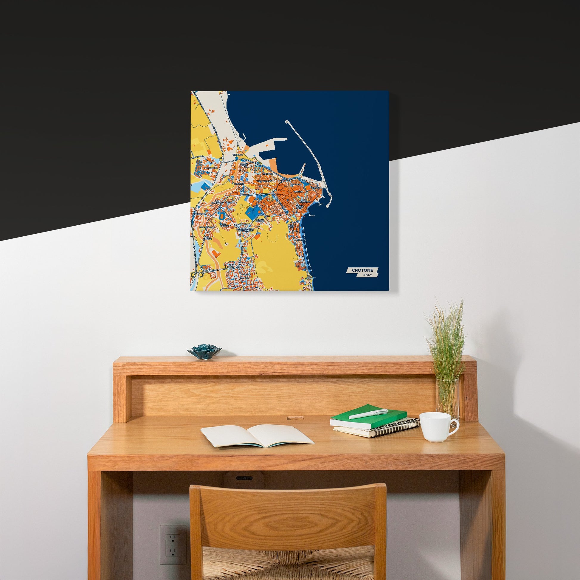 Crotone Italy Colorful City Map Canvas Print Scene