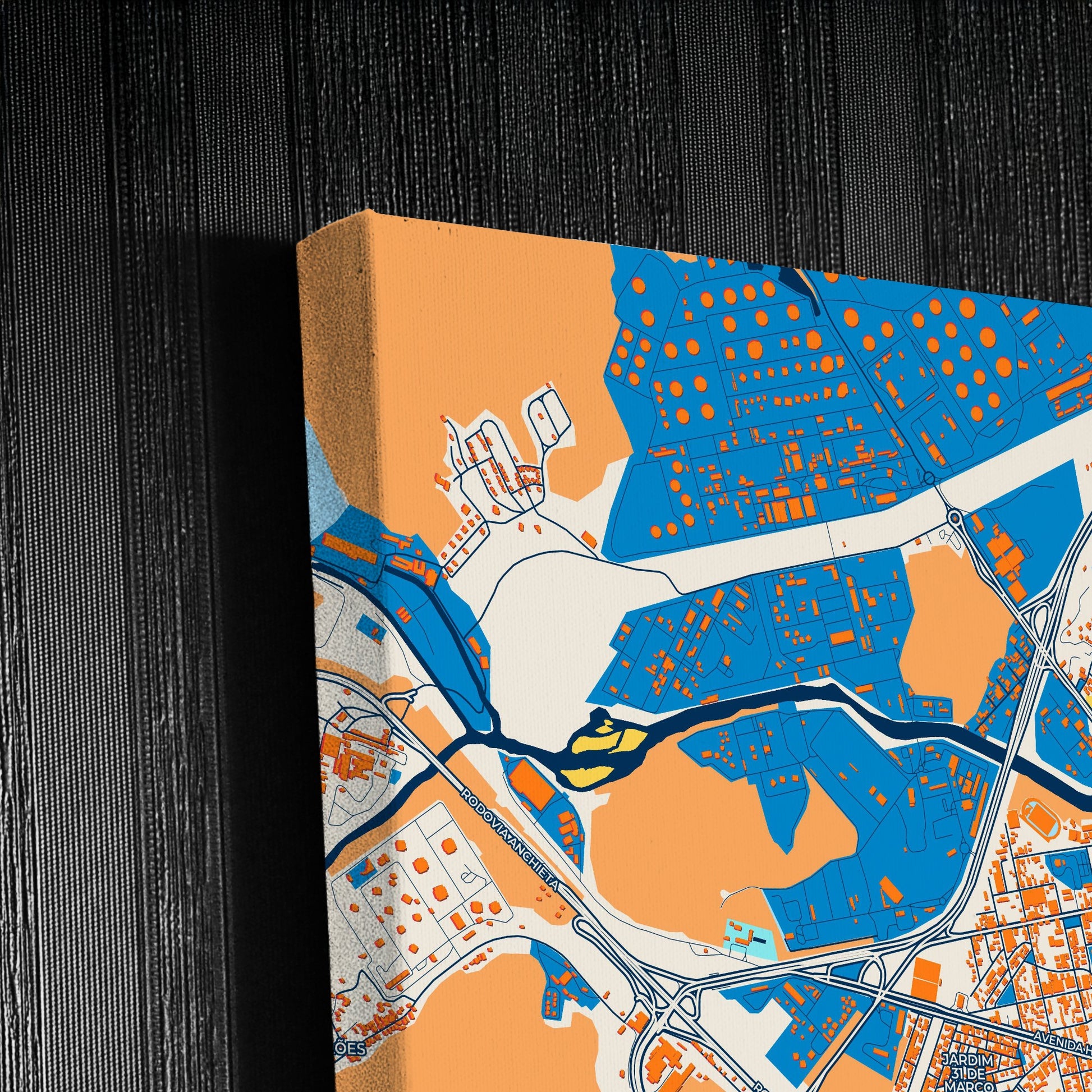 Cubatao Brazil Colorful City Map Canvas Print Detail