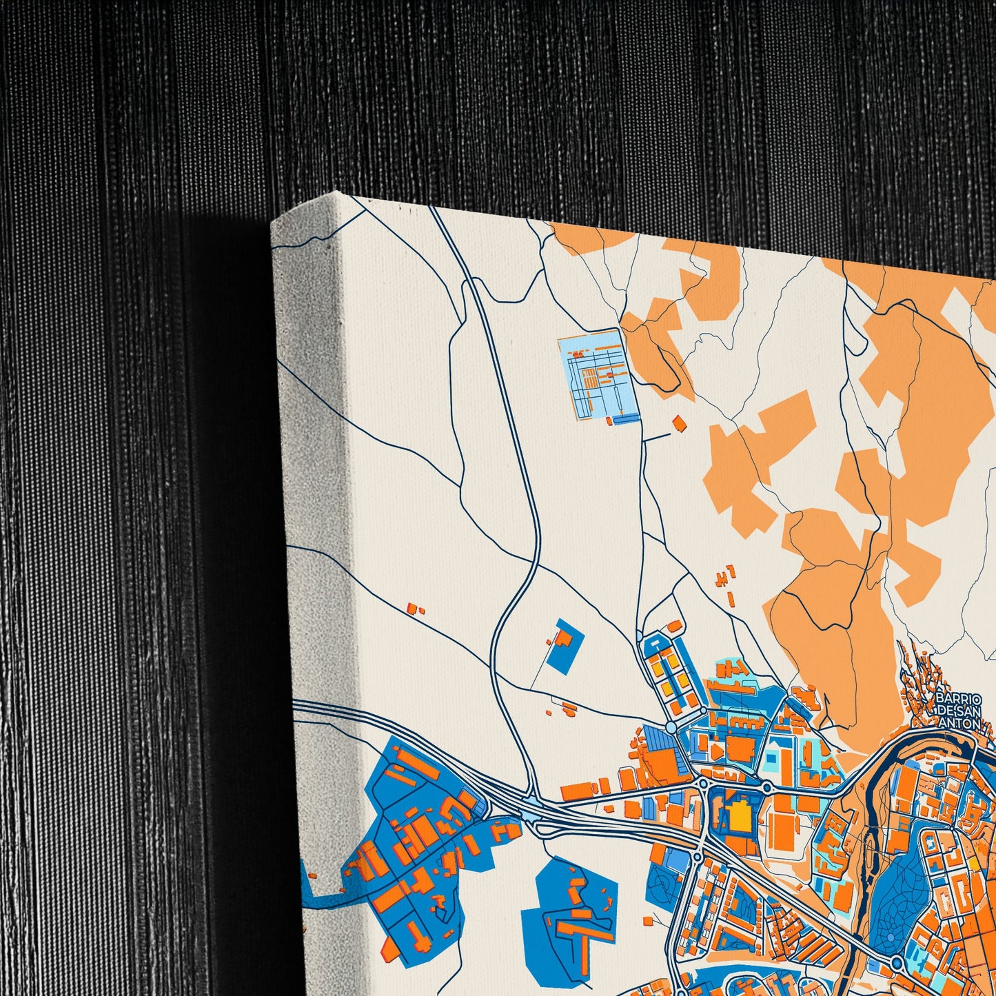 Cuenca Spain Colorful City Map Canvas Print Detail