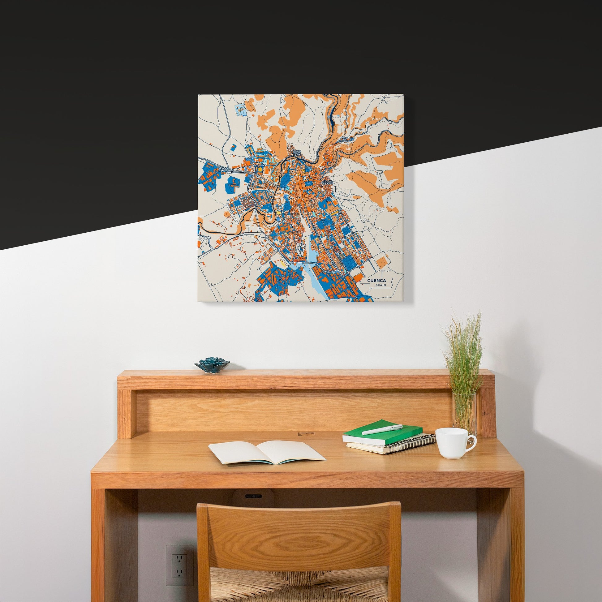 Cuenca Spain Colorful City Map Canvas Print Scene