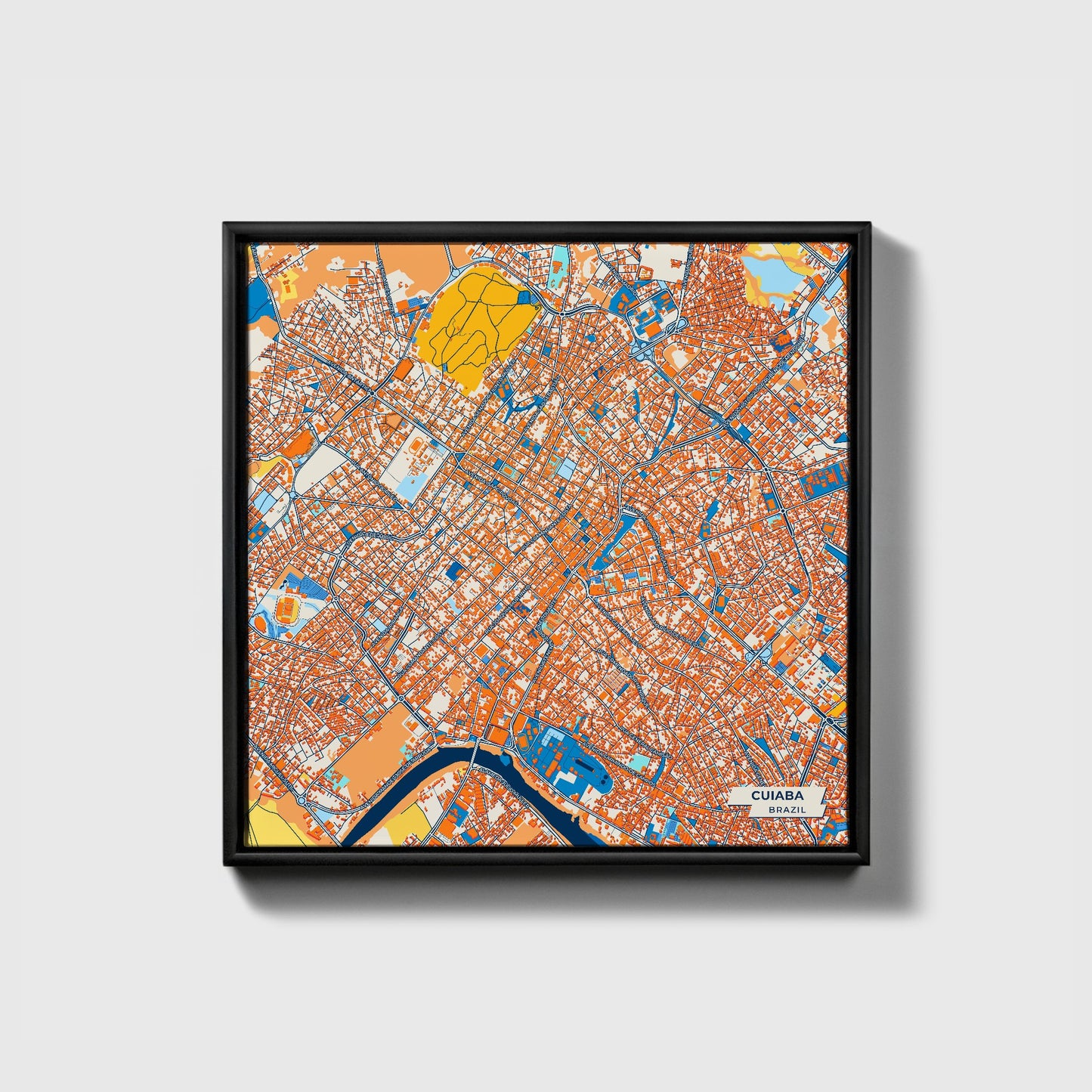 Cuiaba Brazil Colorful City Map Canvas Print • Black Framed