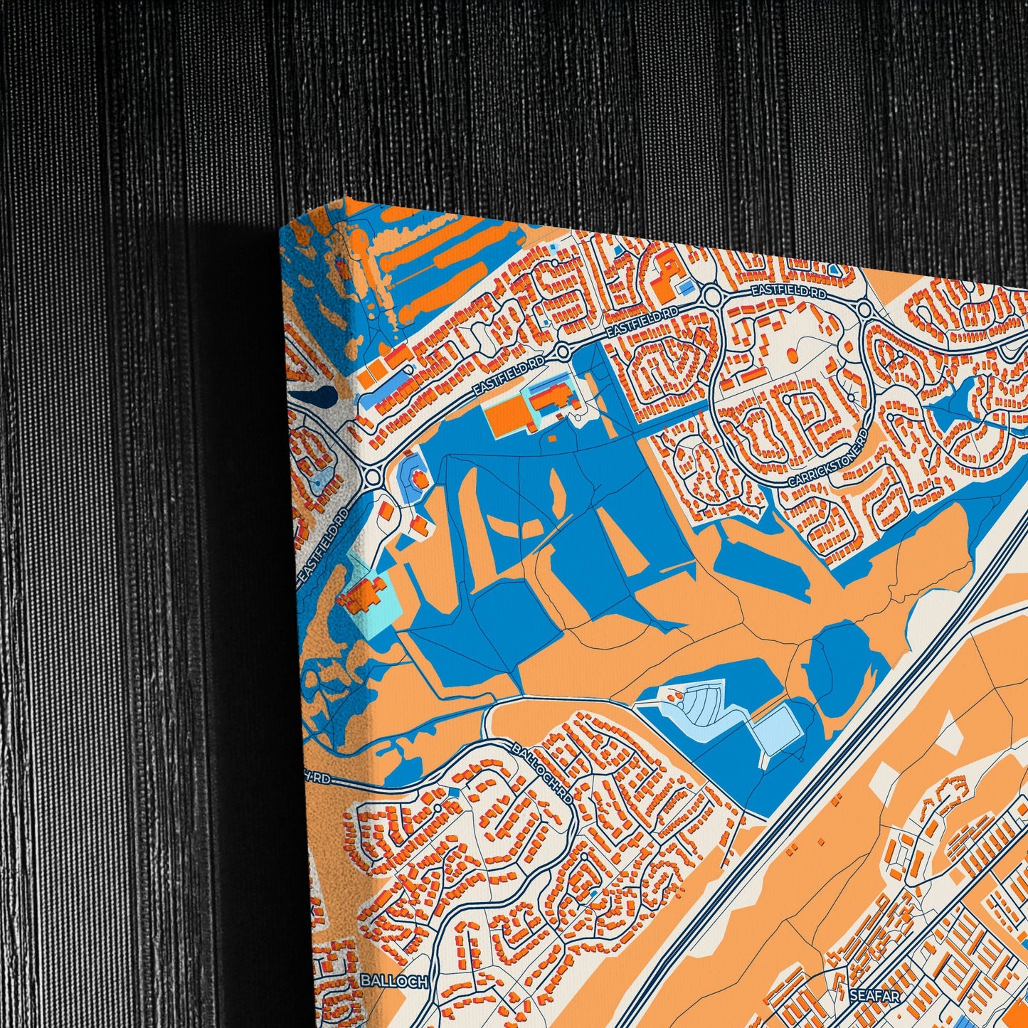 Cumbernauld Scotland Colorful City Map Canvas Print Detail