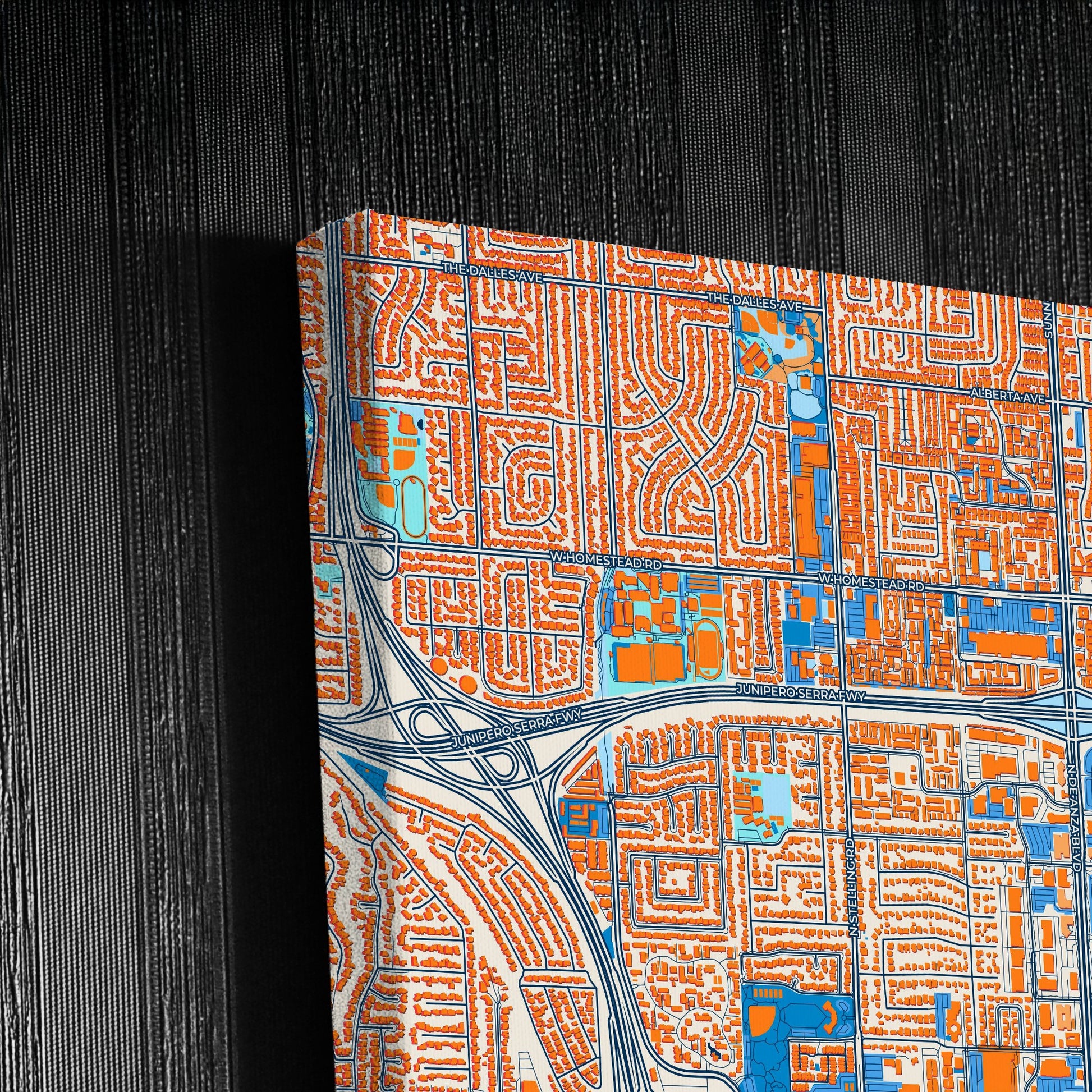 Cupertino California Colorful City Map Canvas Print Detail
