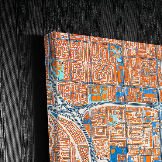 Cupertino California Colorful City Map Canvas Print Detail