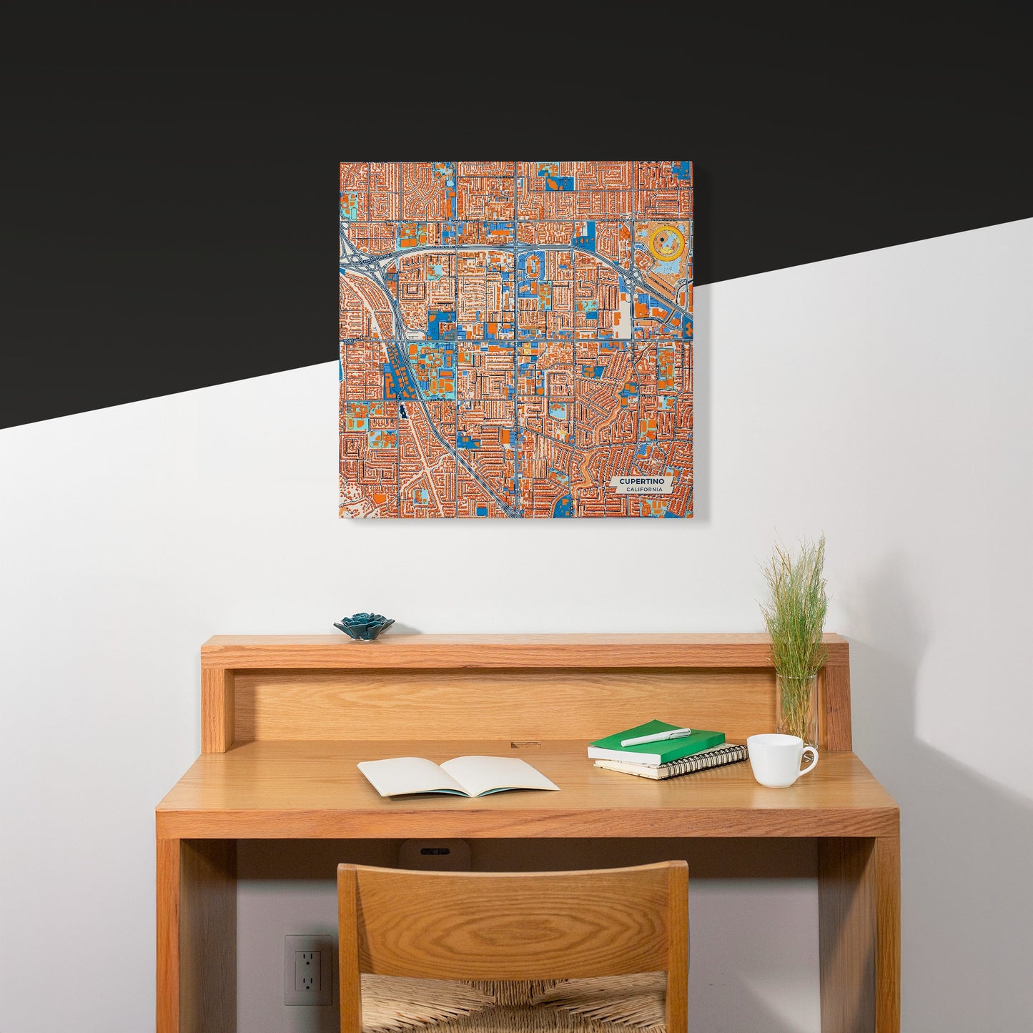 Cupertino California Colorful City Map Canvas Print Scene