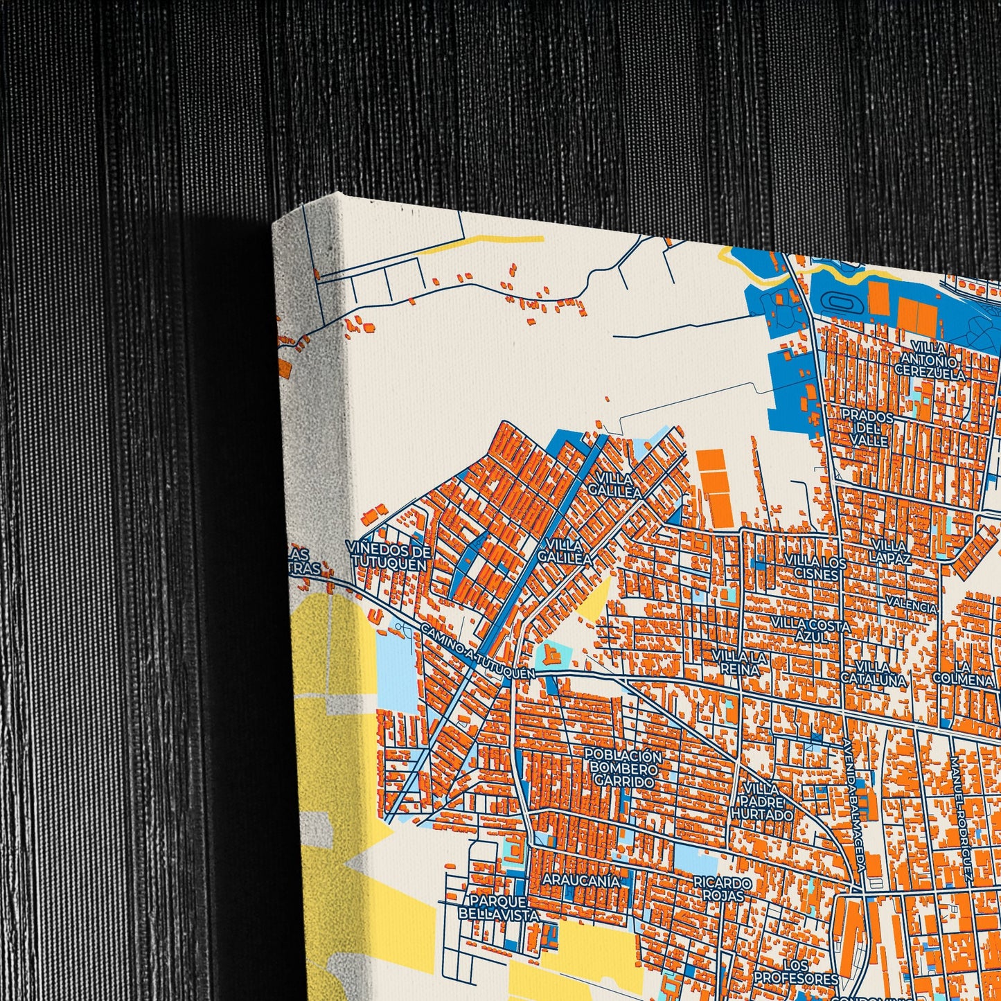 Curico Chile Colorful City Map Canvas Print Detail