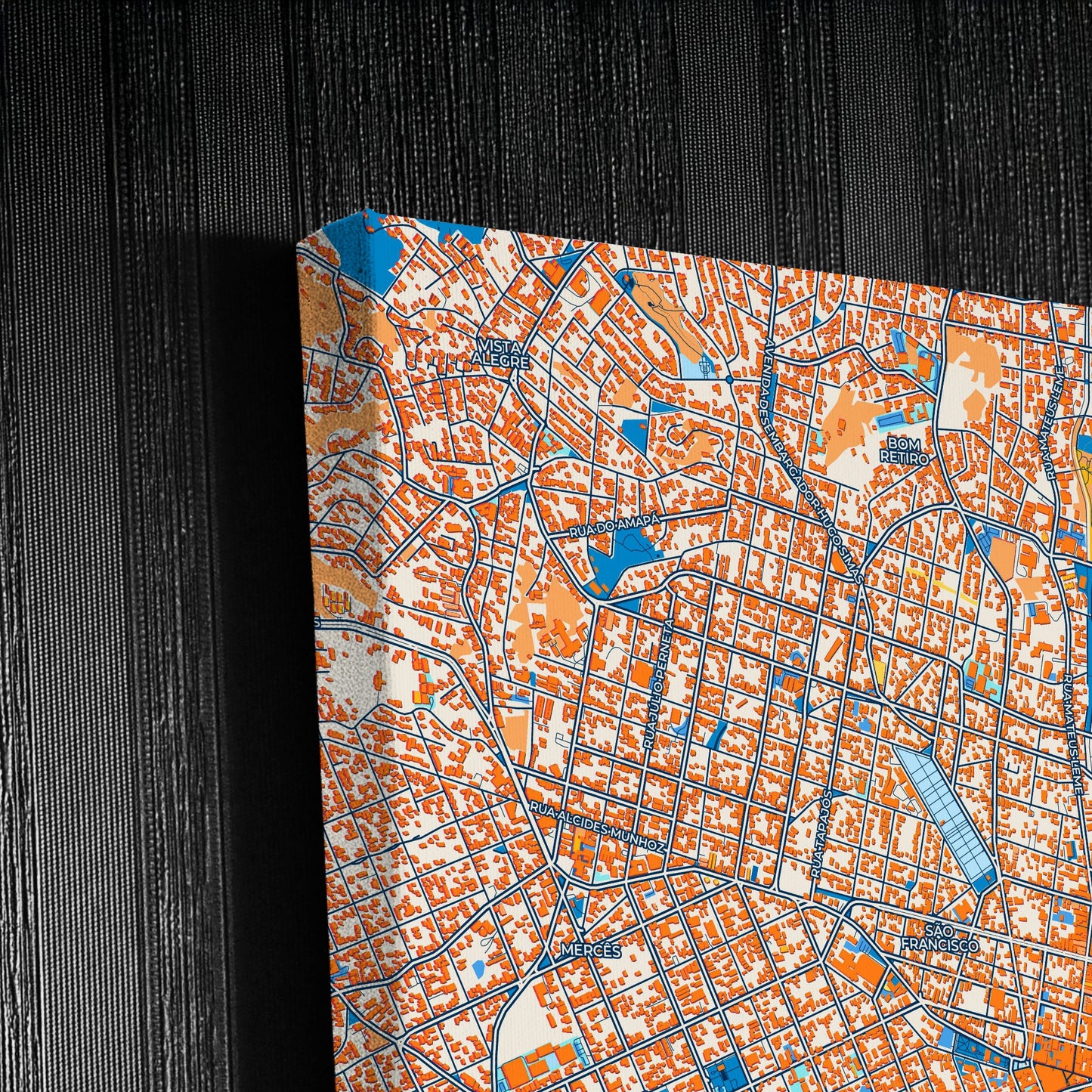 Curitiba Brazil Colorful City Map Canvas Print Detail