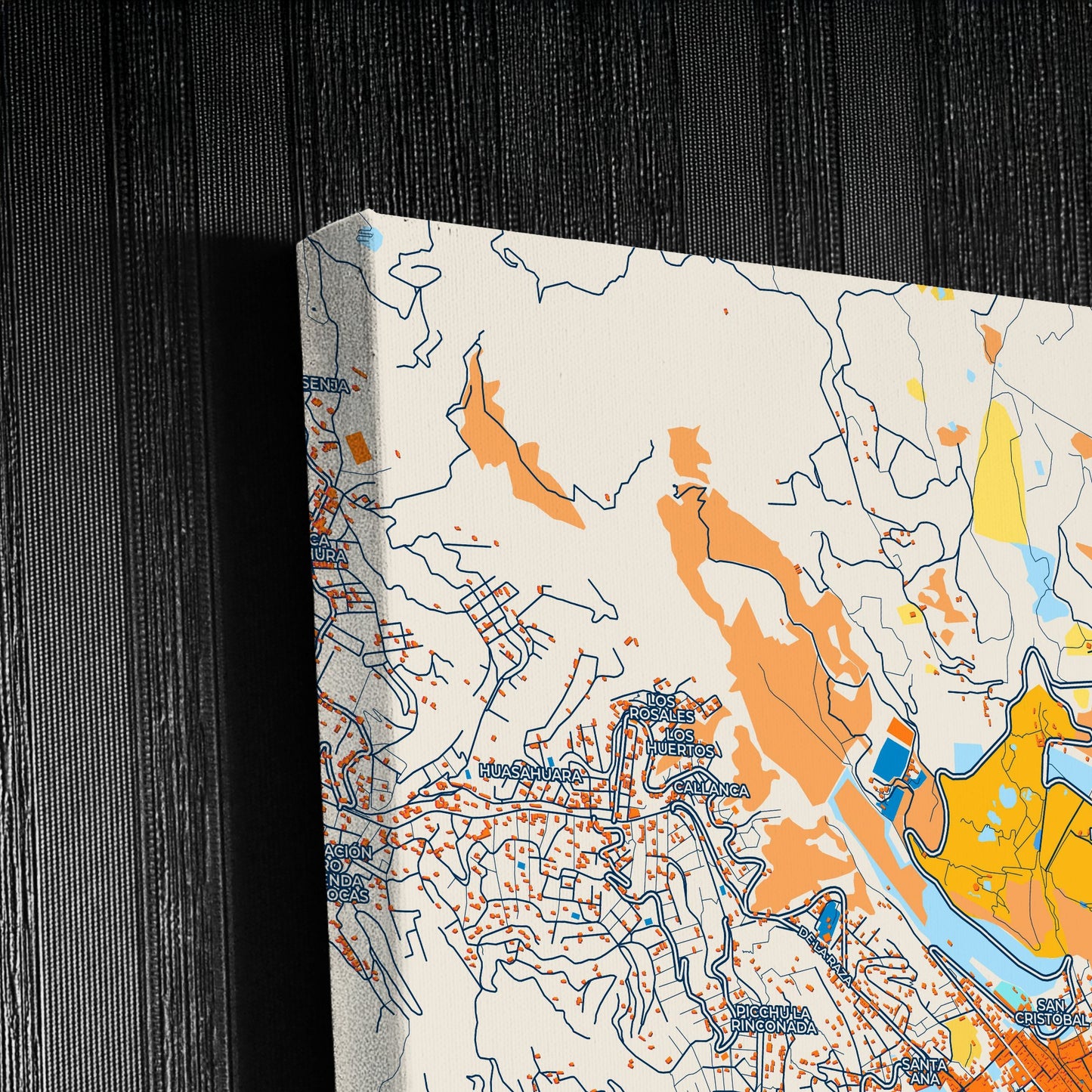 Cusco Peru Colorful City Map Canvas Print Detail