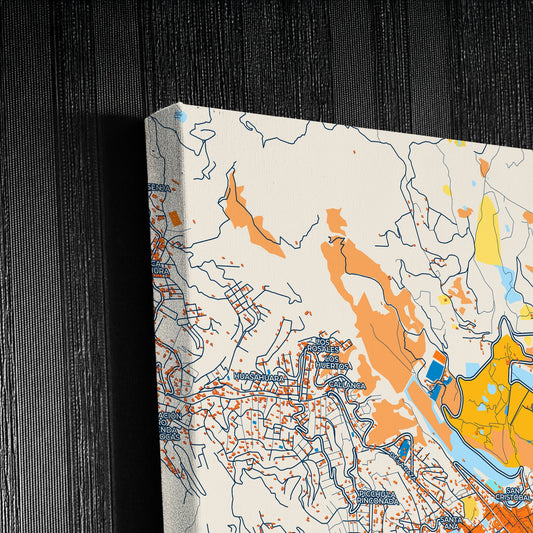 Cusco Peru Colorful City Map Canvas Print Detail