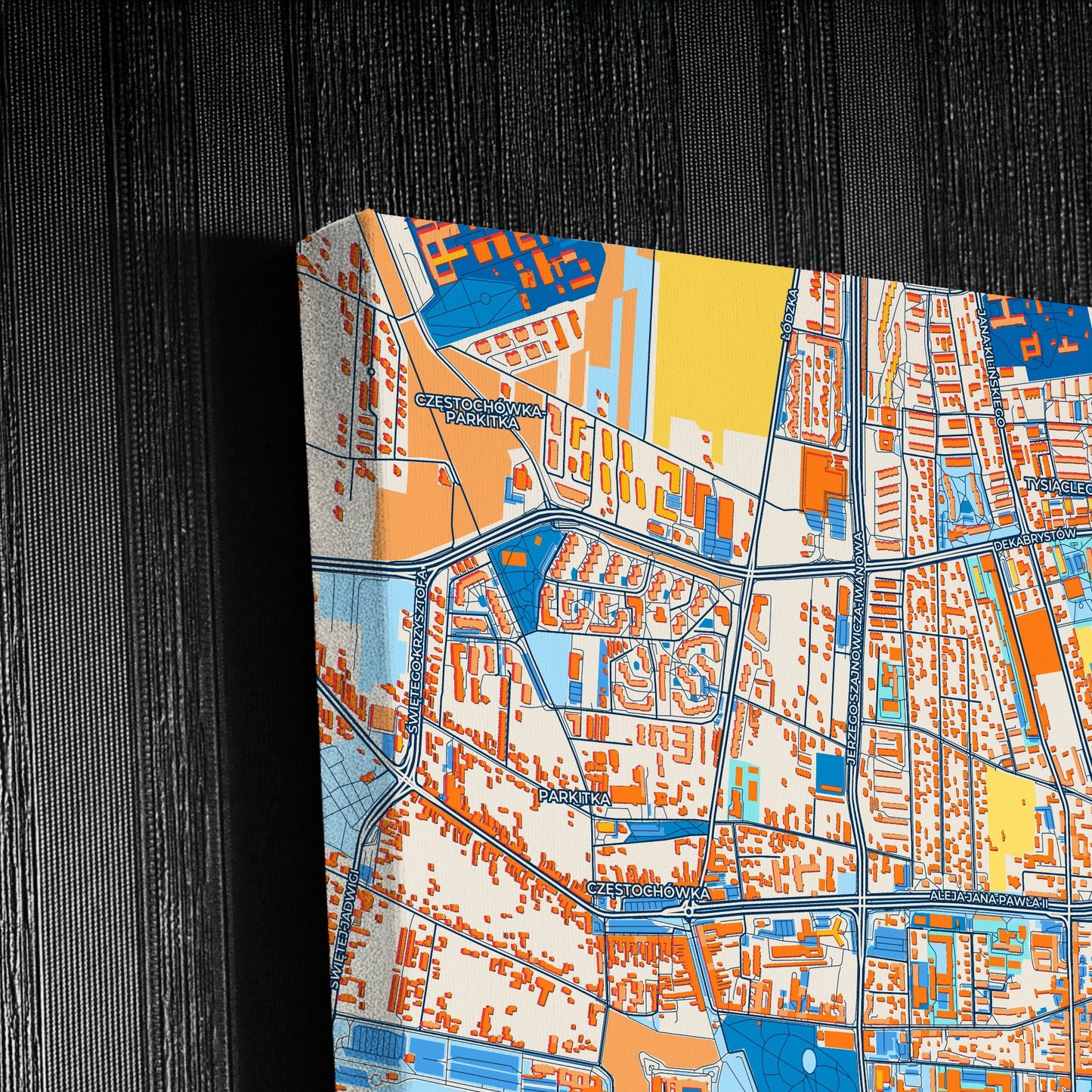 Częstochowa Poland Colorful City Map Canvas Print Detail