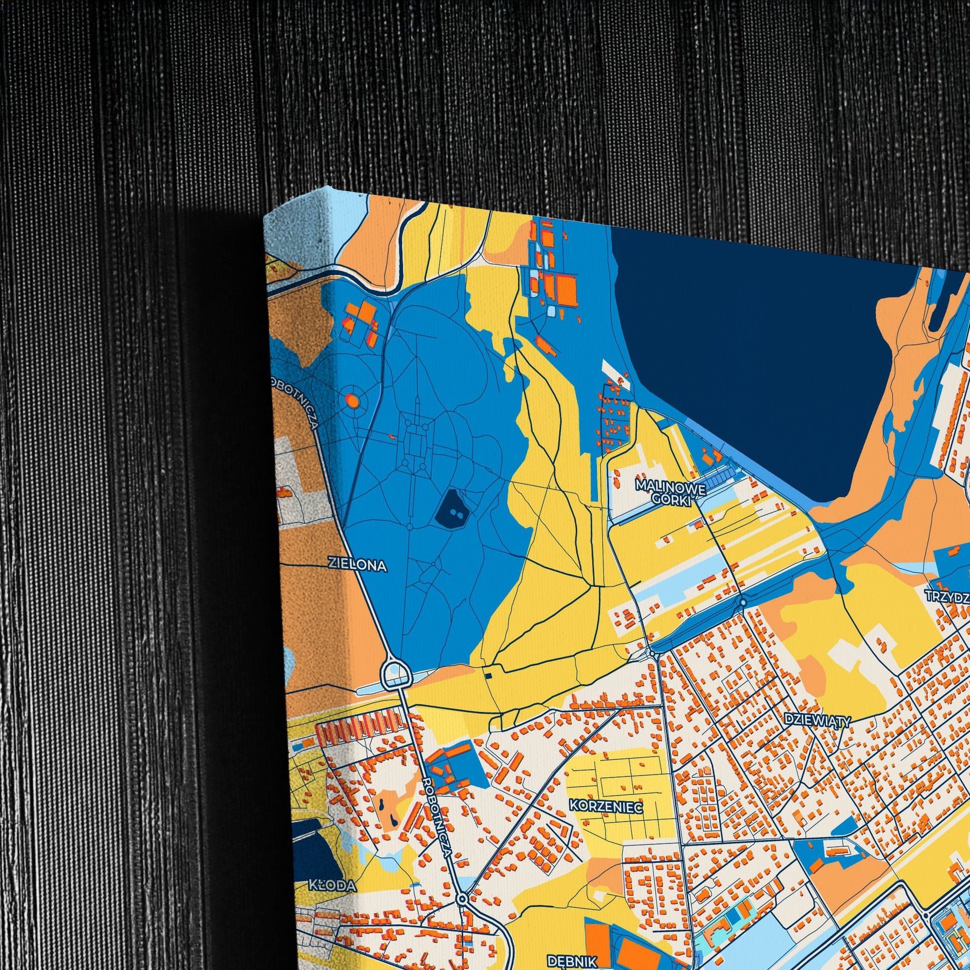 Dąbrowa Górnicza Poland Colorful City Map Canvas Print Detail