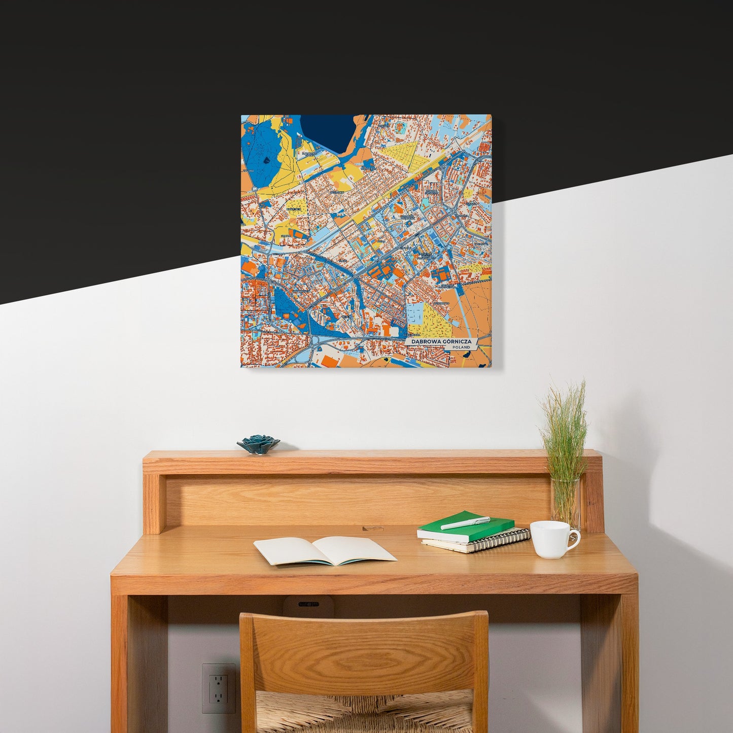 Dąbrowa Górnicza Poland Colorful City Map Canvas Print Scene