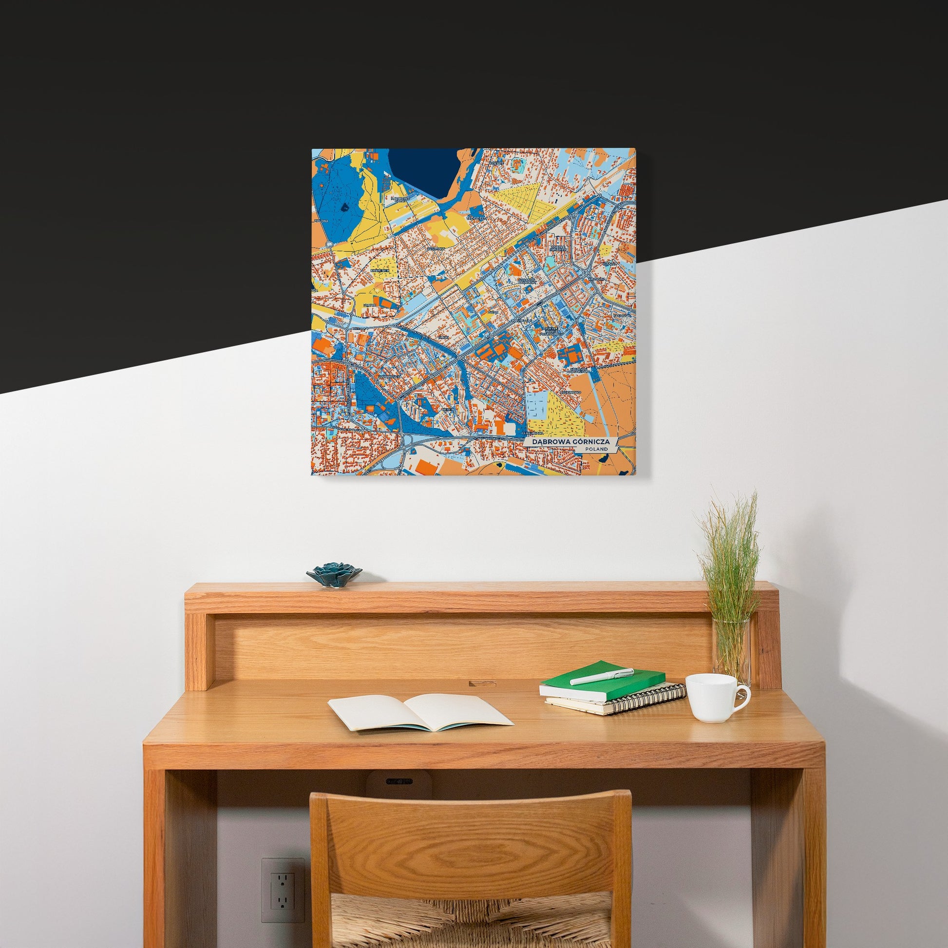 Dąbrowa Górnicza Poland Colorful City Map Canvas Print Scene