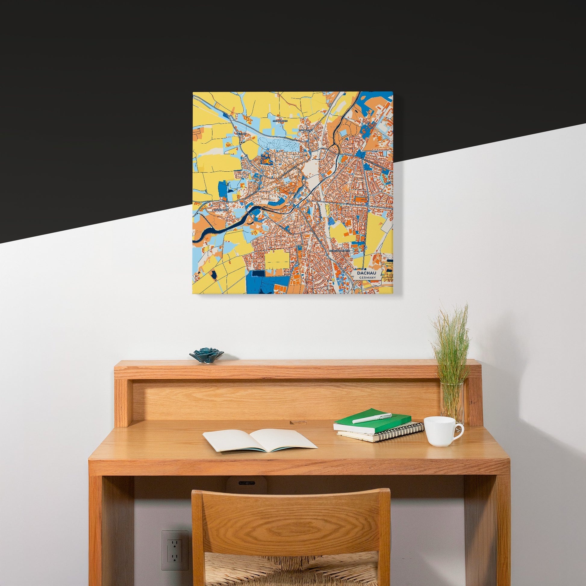 Dachau Germany Colorful City Map Canvas Print Scene