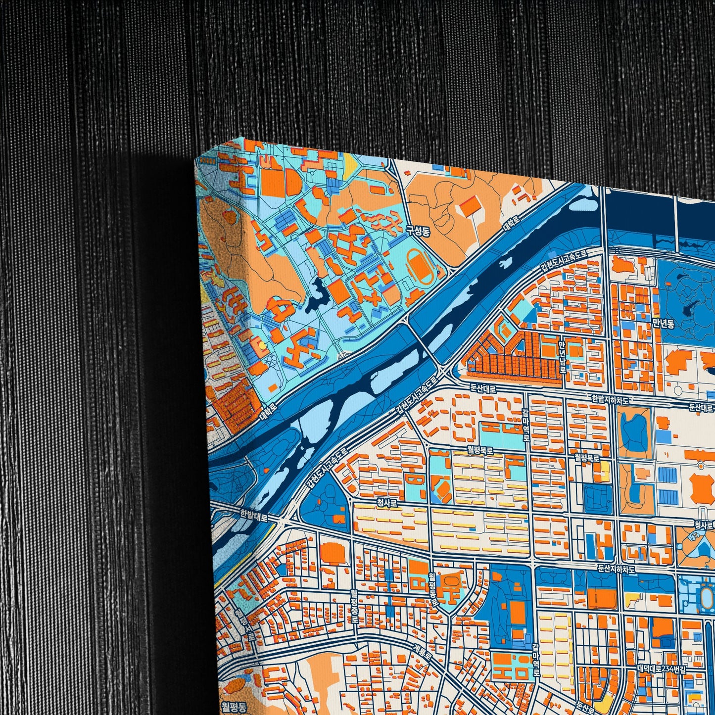 Daejeon South Korea Colorful City Map Canvas Print Detail