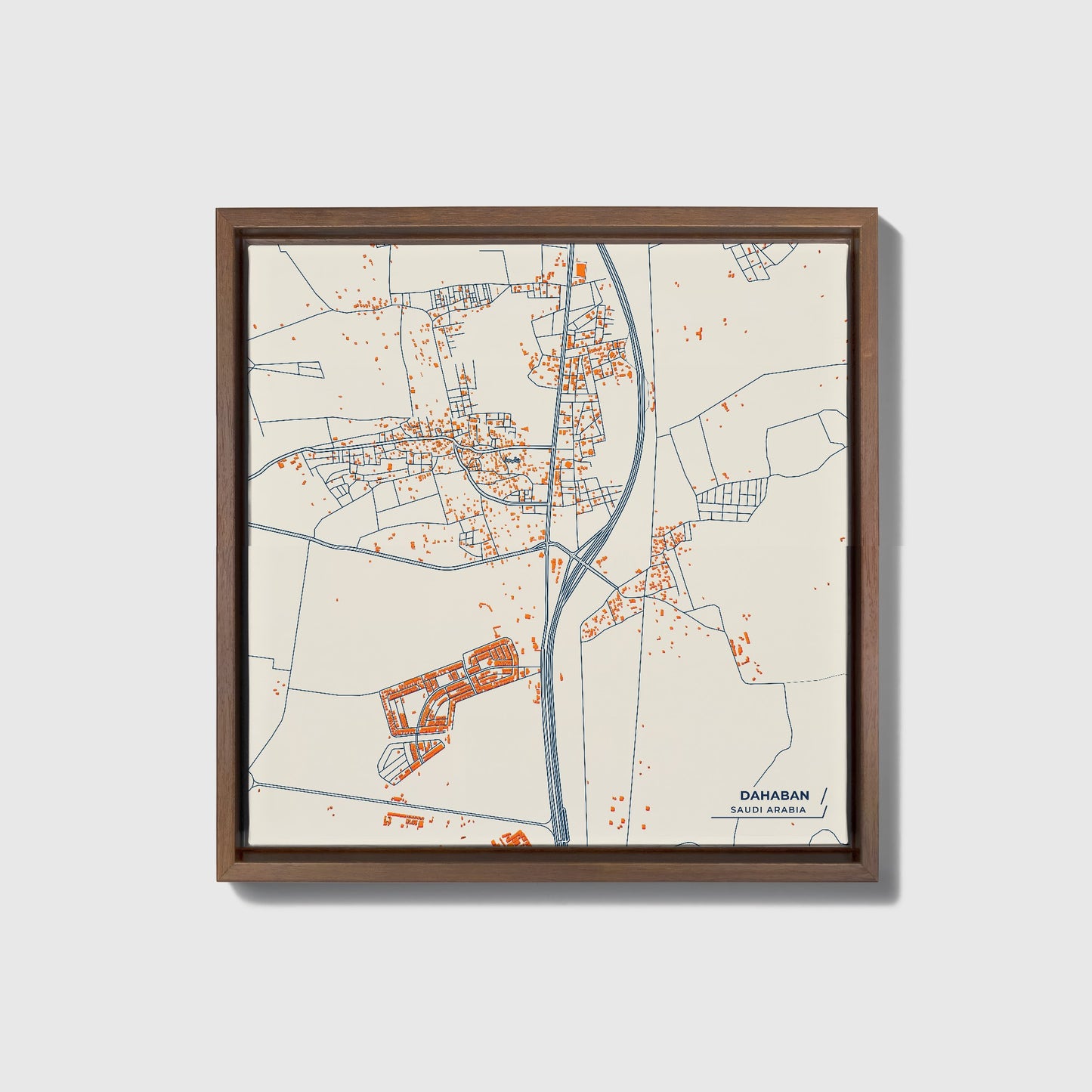 Dahaban Saudi Arabia Colorful City Map Canvas Print • Dark Wooden Framed