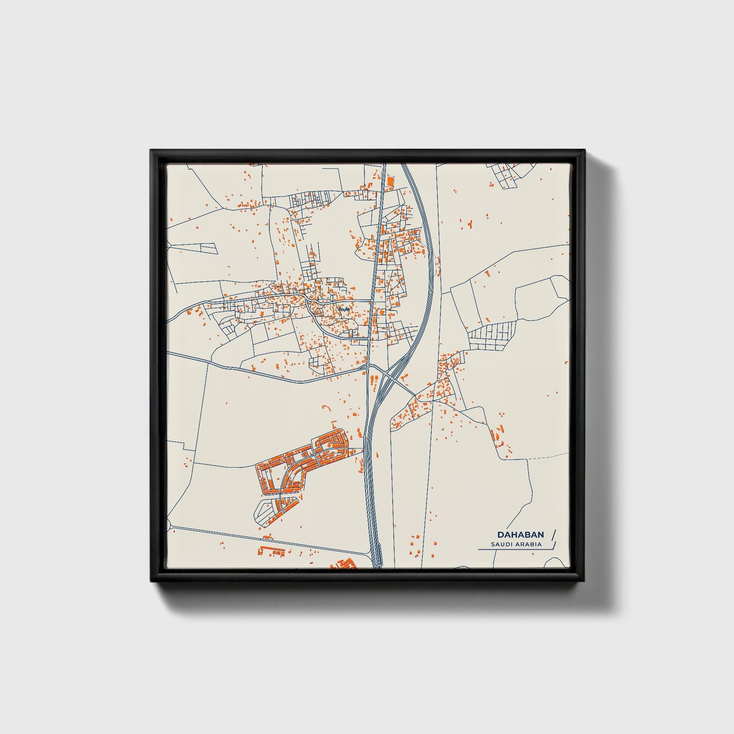 Dahaban Saudi Arabia Colorful City Map Canvas Print • Black Framed