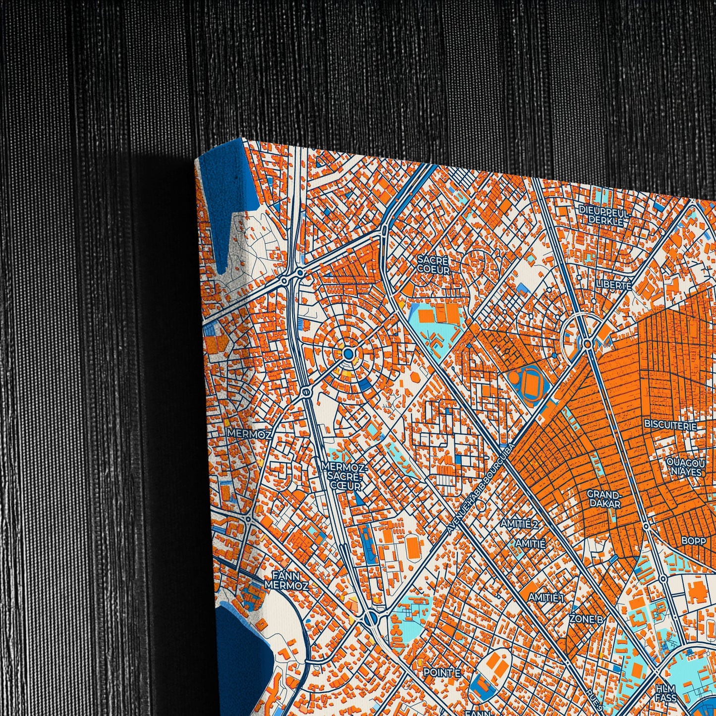 Dakar Senegal Colorful City Map Canvas Print Detail