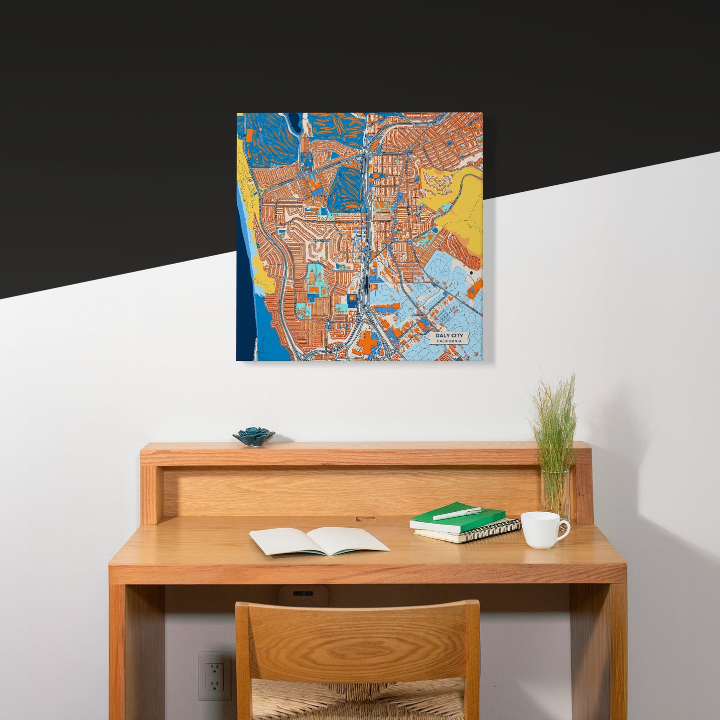 Daly City California Colorful City Map Canvas Print Scene