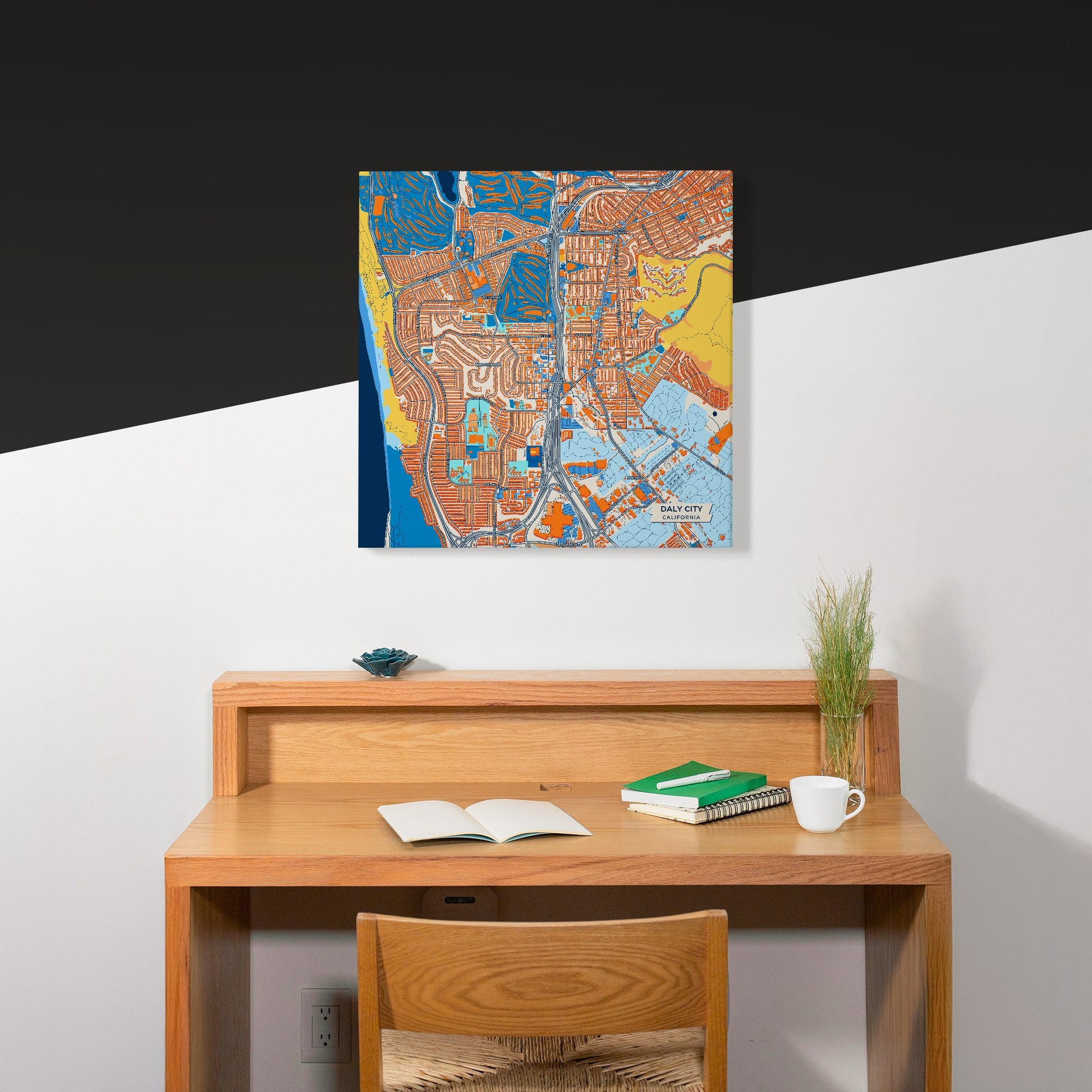 Daly City California Colorful City Map Canvas Print Scene