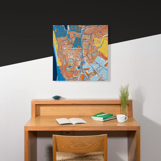 Daly City California Colorful City Map Canvas Print Scene
