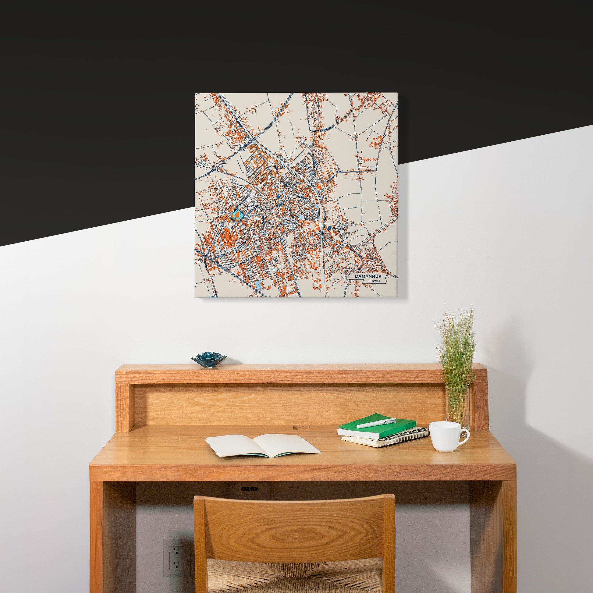 Damanhur Egypt Colorful City Map Canvas Print Scene