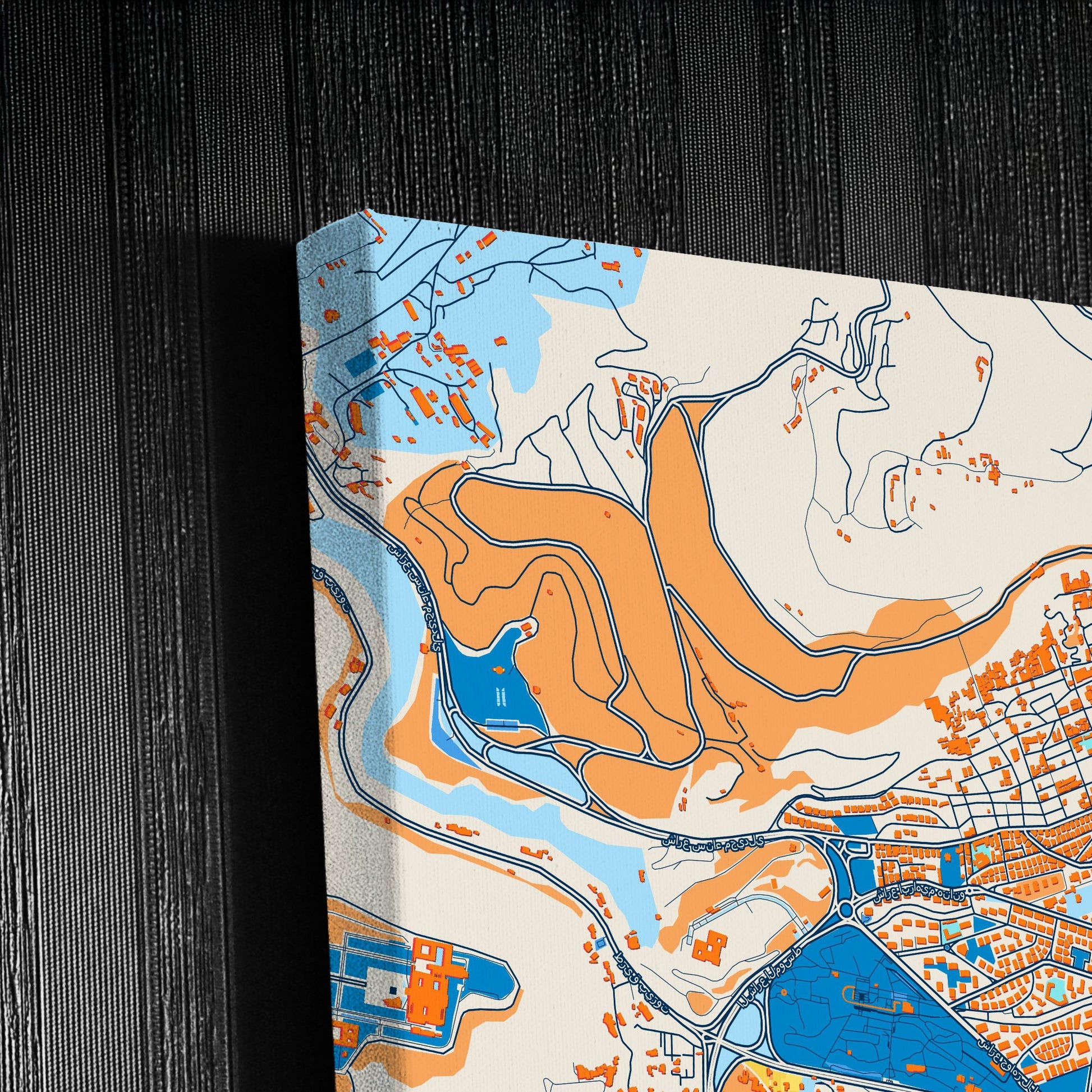 Damascus Syria Colorful City Map Canvas Print Detail