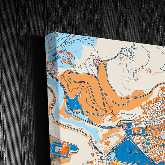 Damascus Syria Colorful City Map Canvas Print Detail