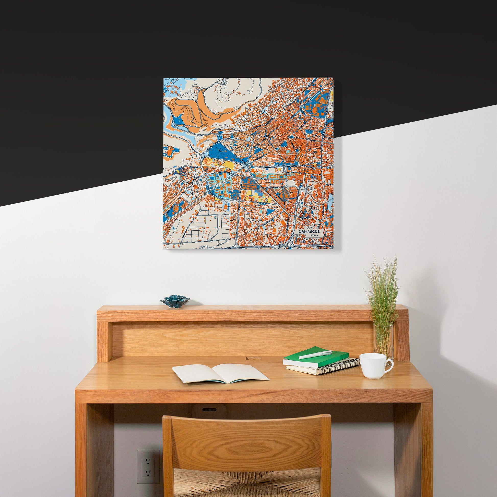 Damascus Syria Colorful City Map Canvas Print Scene