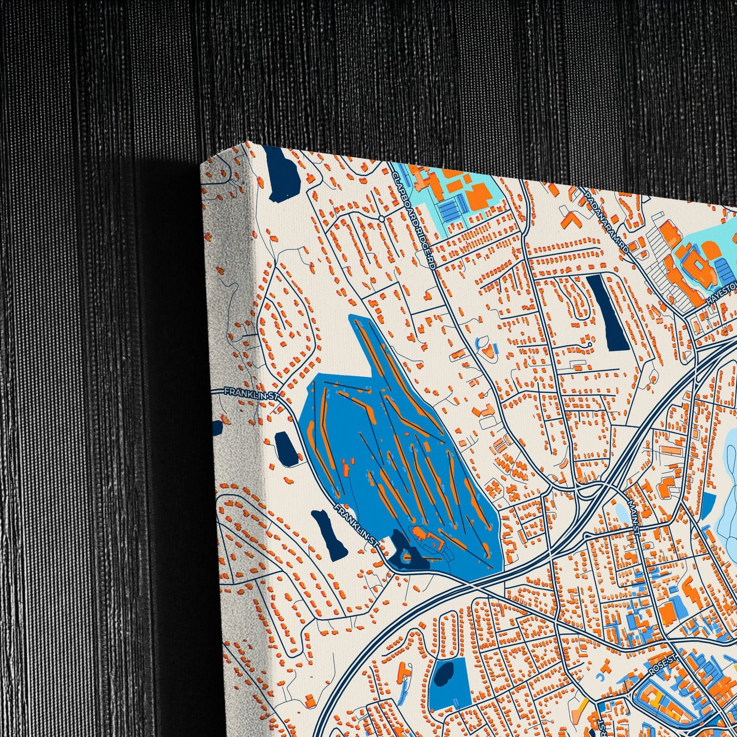 Danbury Connecticut Colorful City Map Canvas Print Detail