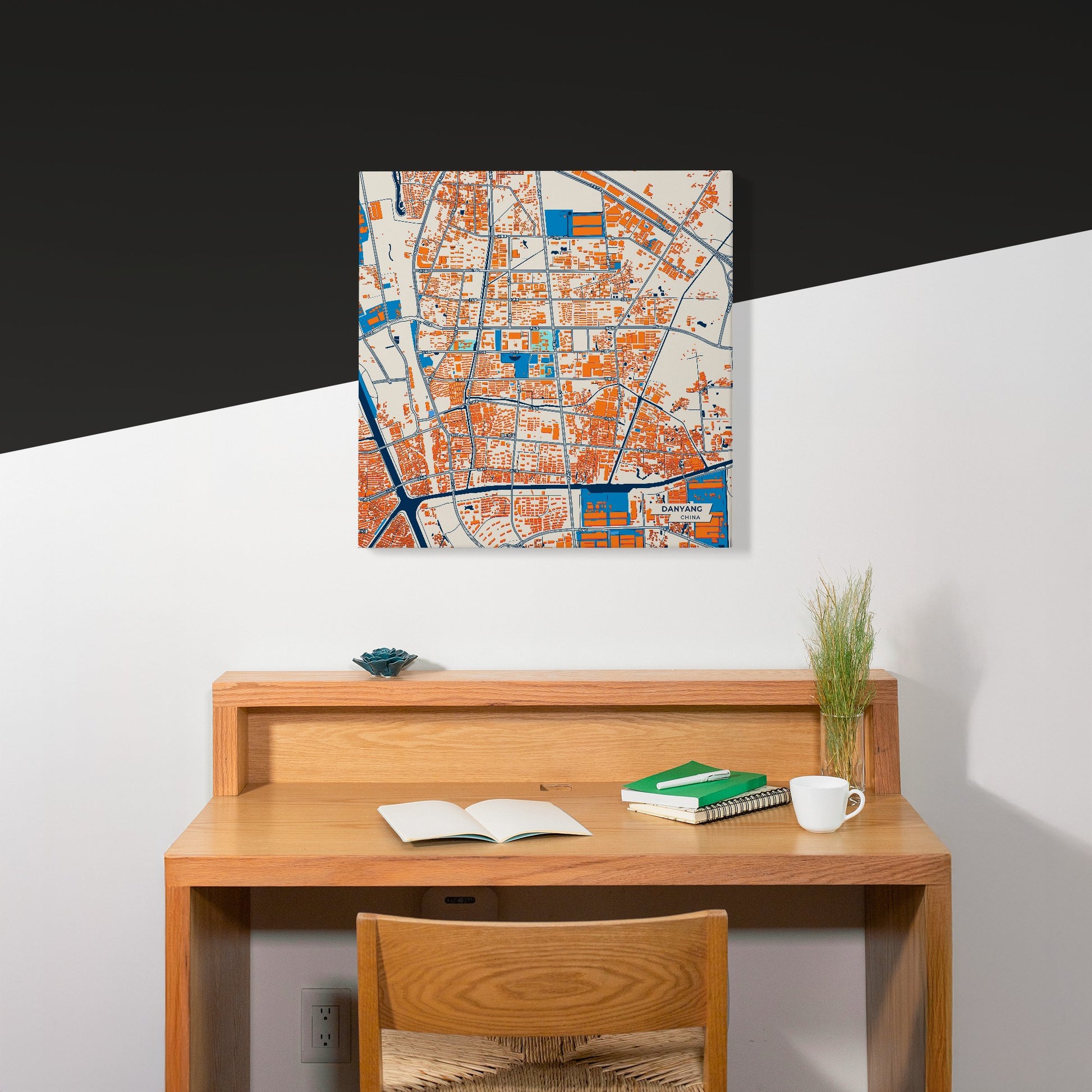 Danyang China Colorful City Map Canvas Print Scene