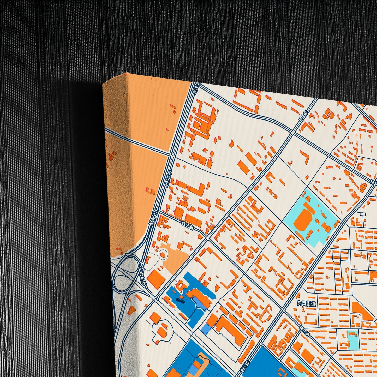 Daqing China Colorful City Map Canvas Print Detail