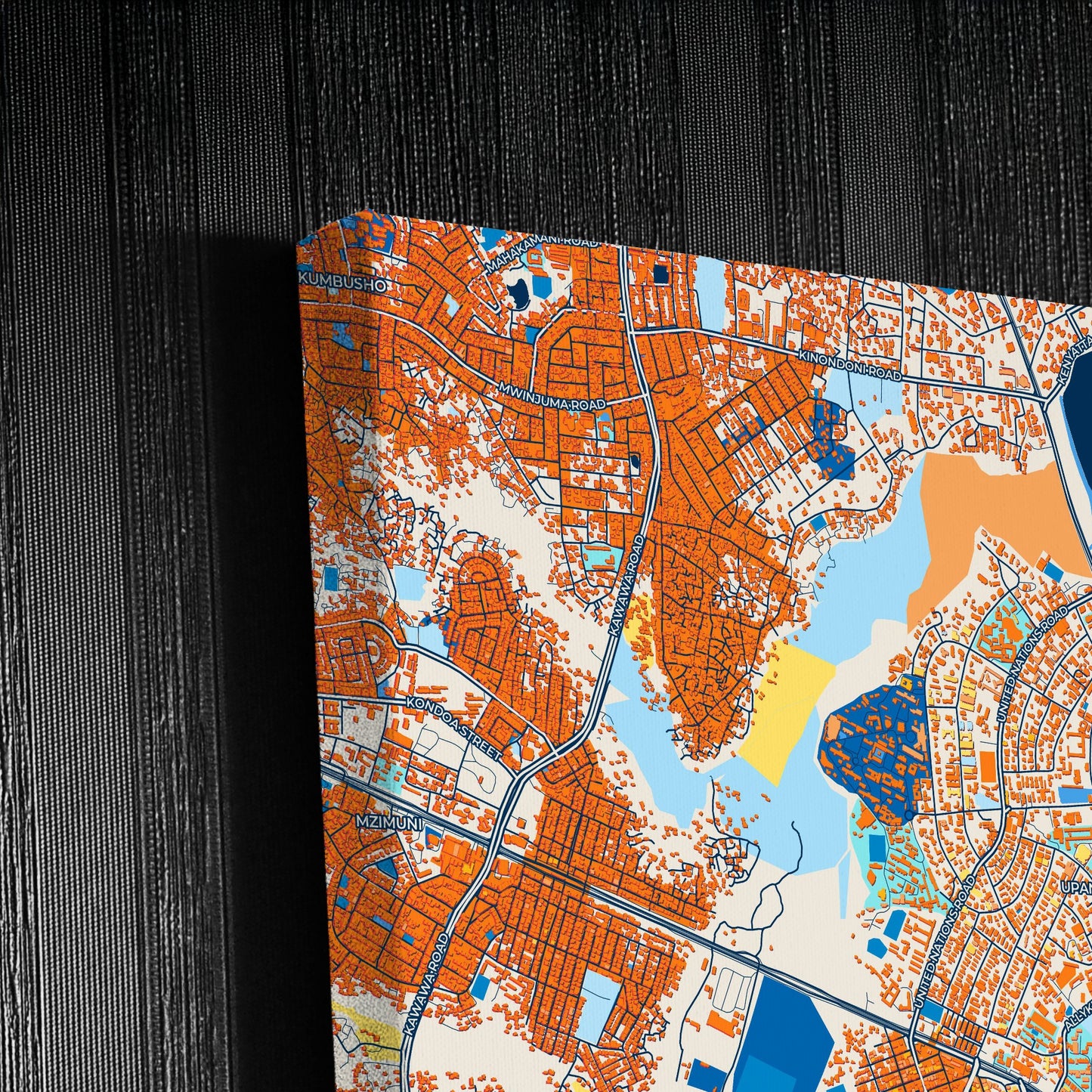 Dar Es Salaam Tanzania Colorful City Map Canvas Print Detail