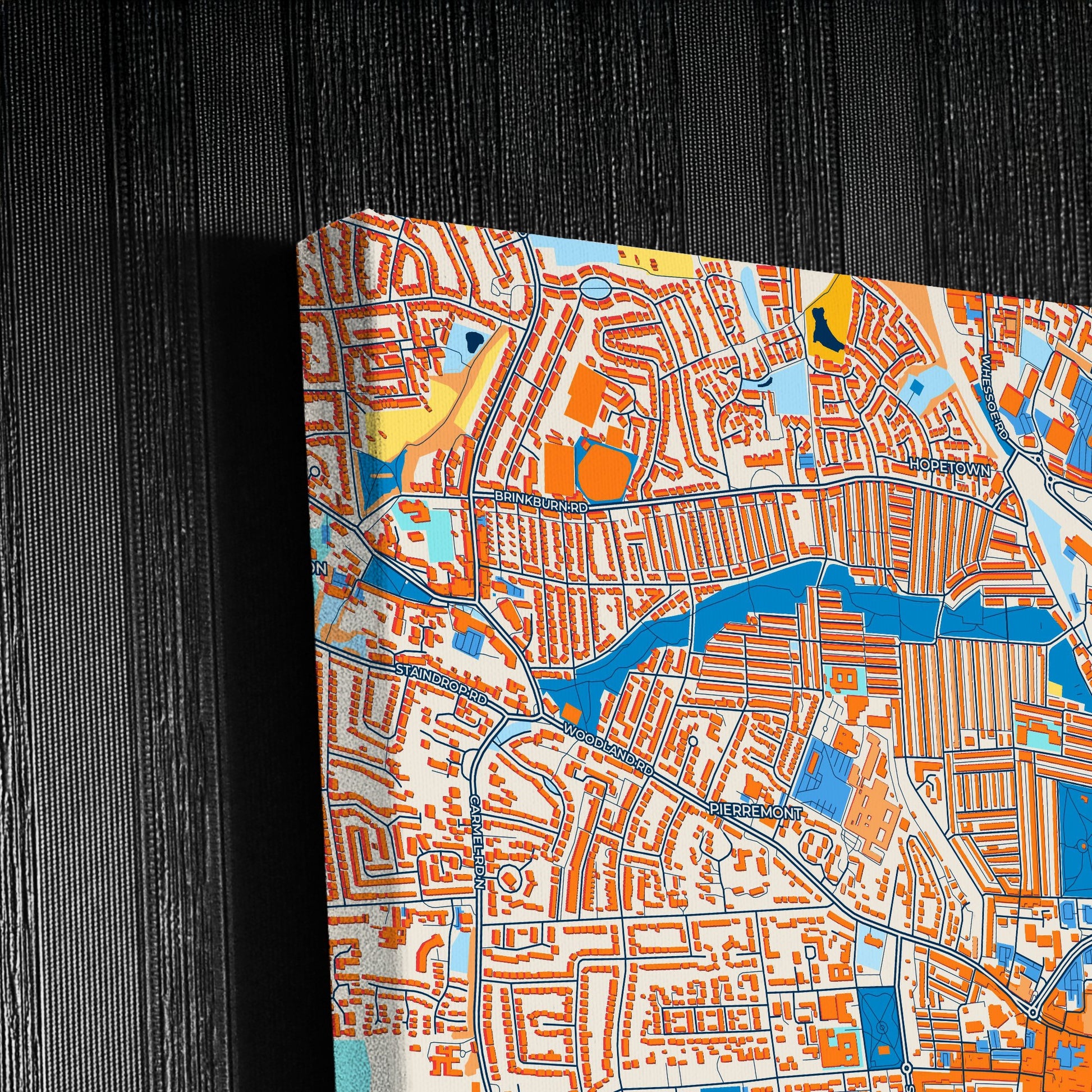 Darlington England Colorful City Map Canvas Print Detail