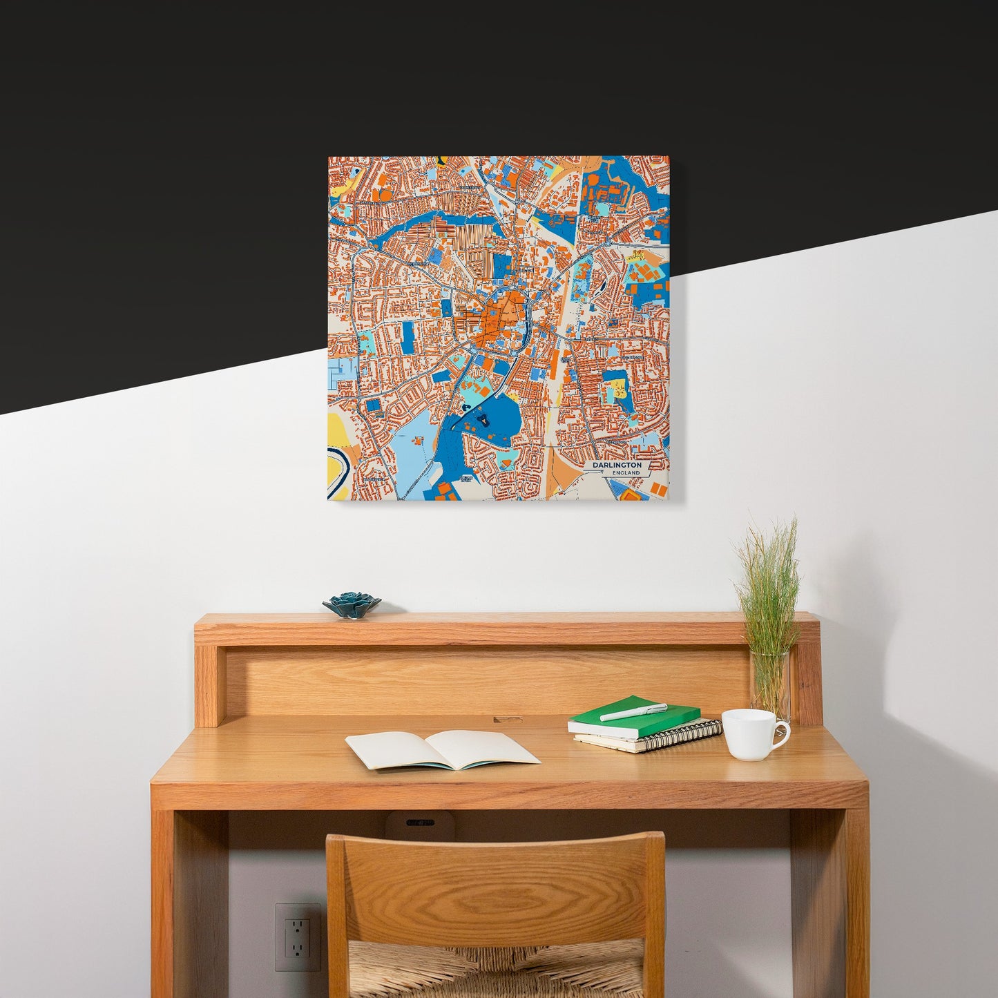 Darlington England Colorful City Map Canvas Print Scene