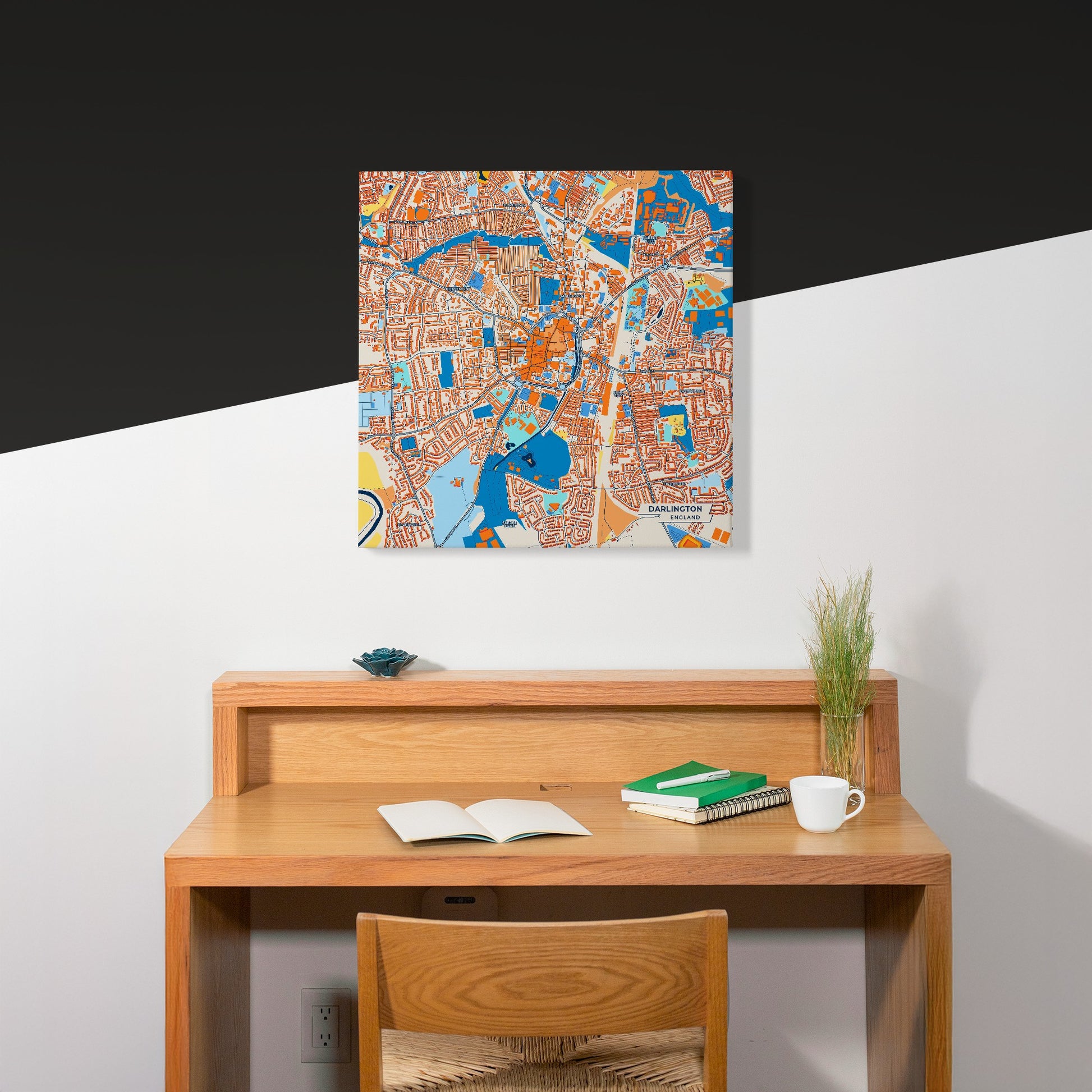 Darlington England Colorful City Map Canvas Print Scene
