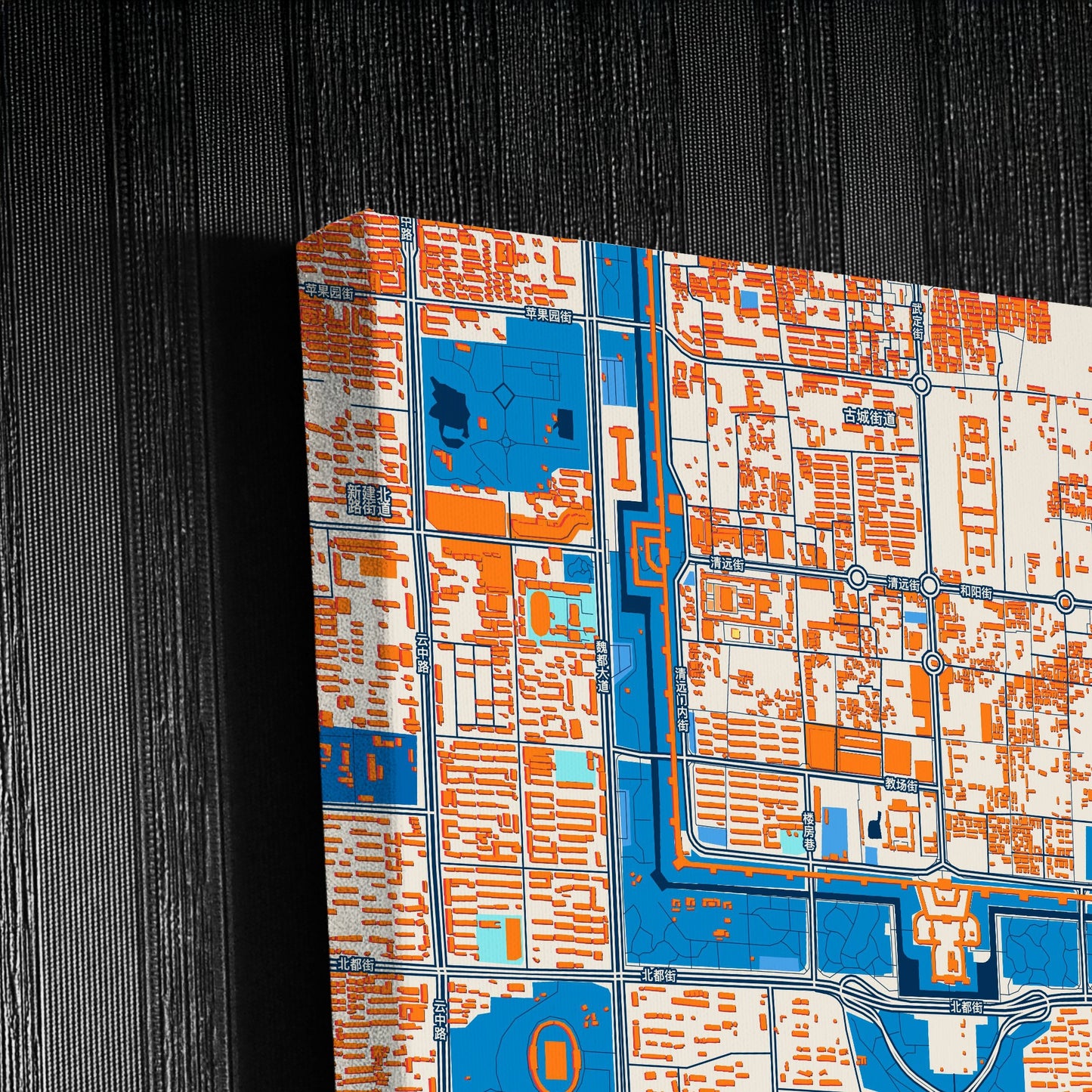 Datong China Colorful City Map Canvas Print Detail