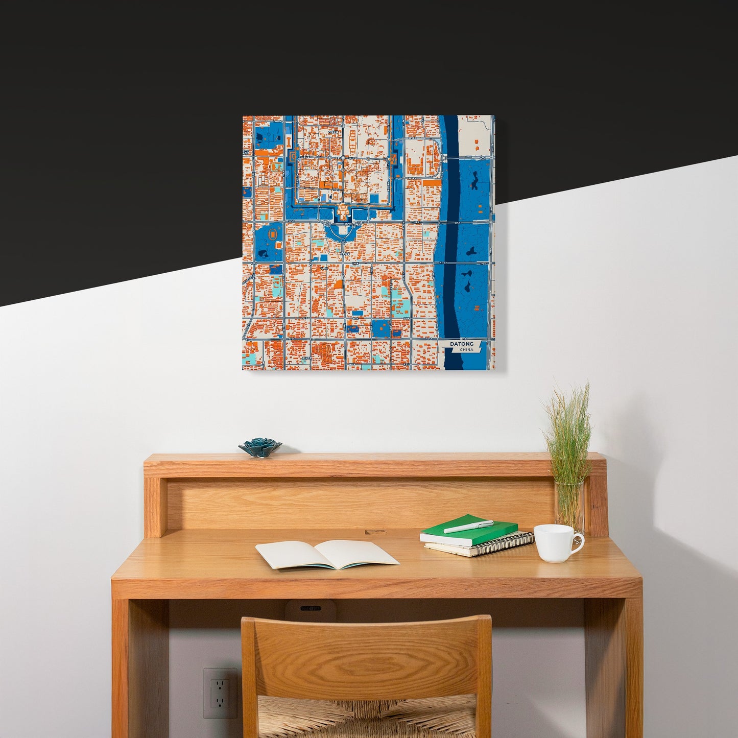 Datong China Colorful City Map Canvas Print Scene