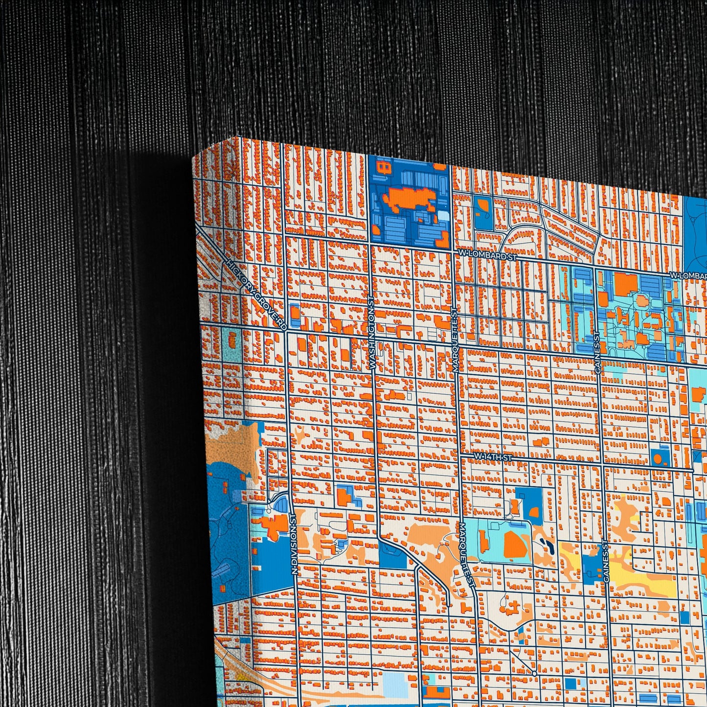 Davenport Iowa Colorful City Map Canvas Print Detail