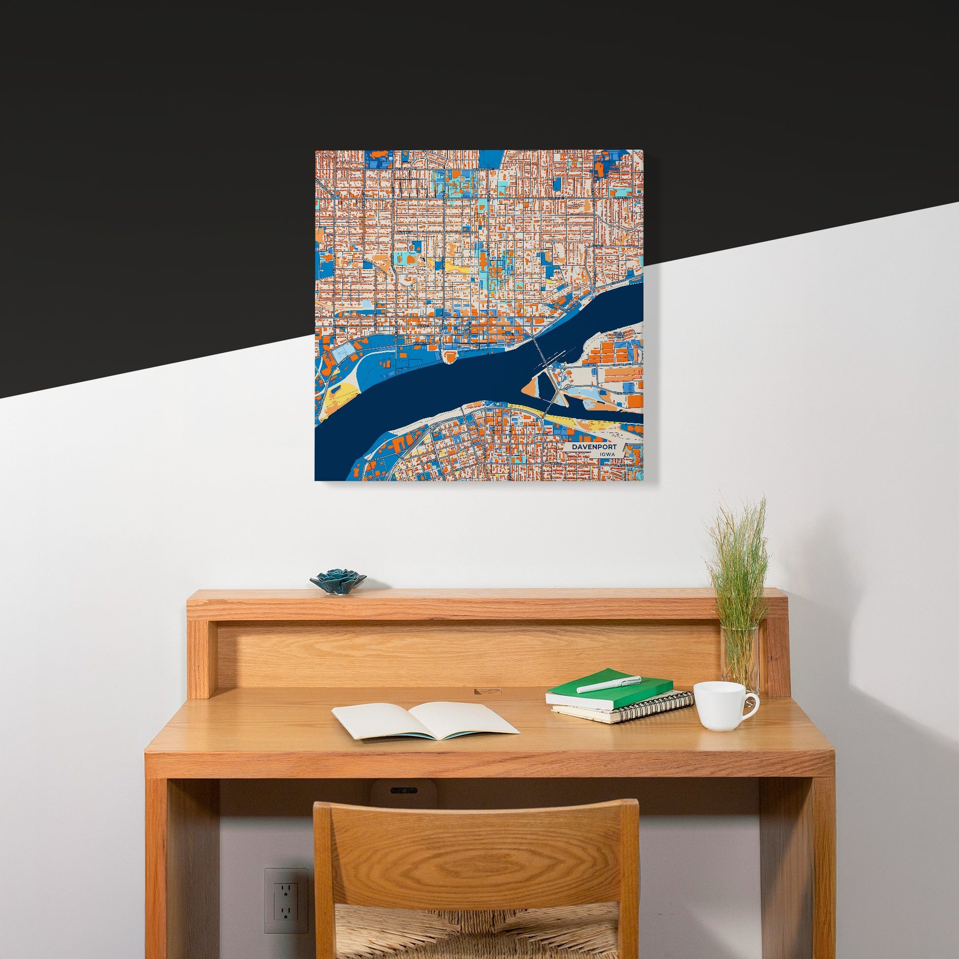 Davenport Iowa Colorful City Map Canvas Print Scene