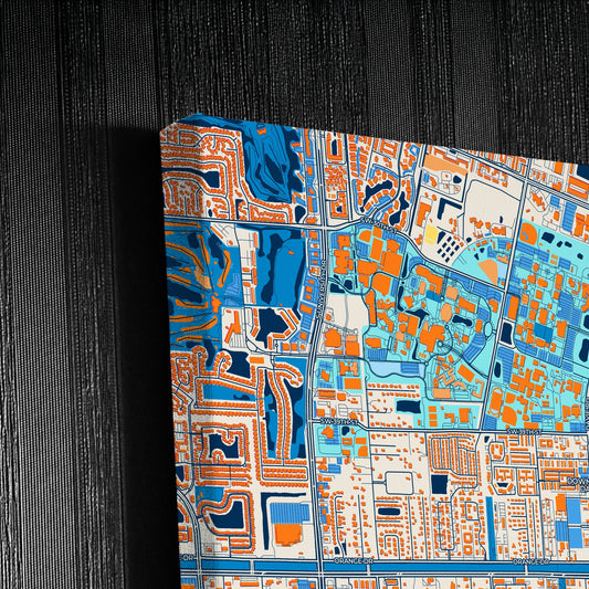 Davie Florida Colorful City Map Canvas Print Detail