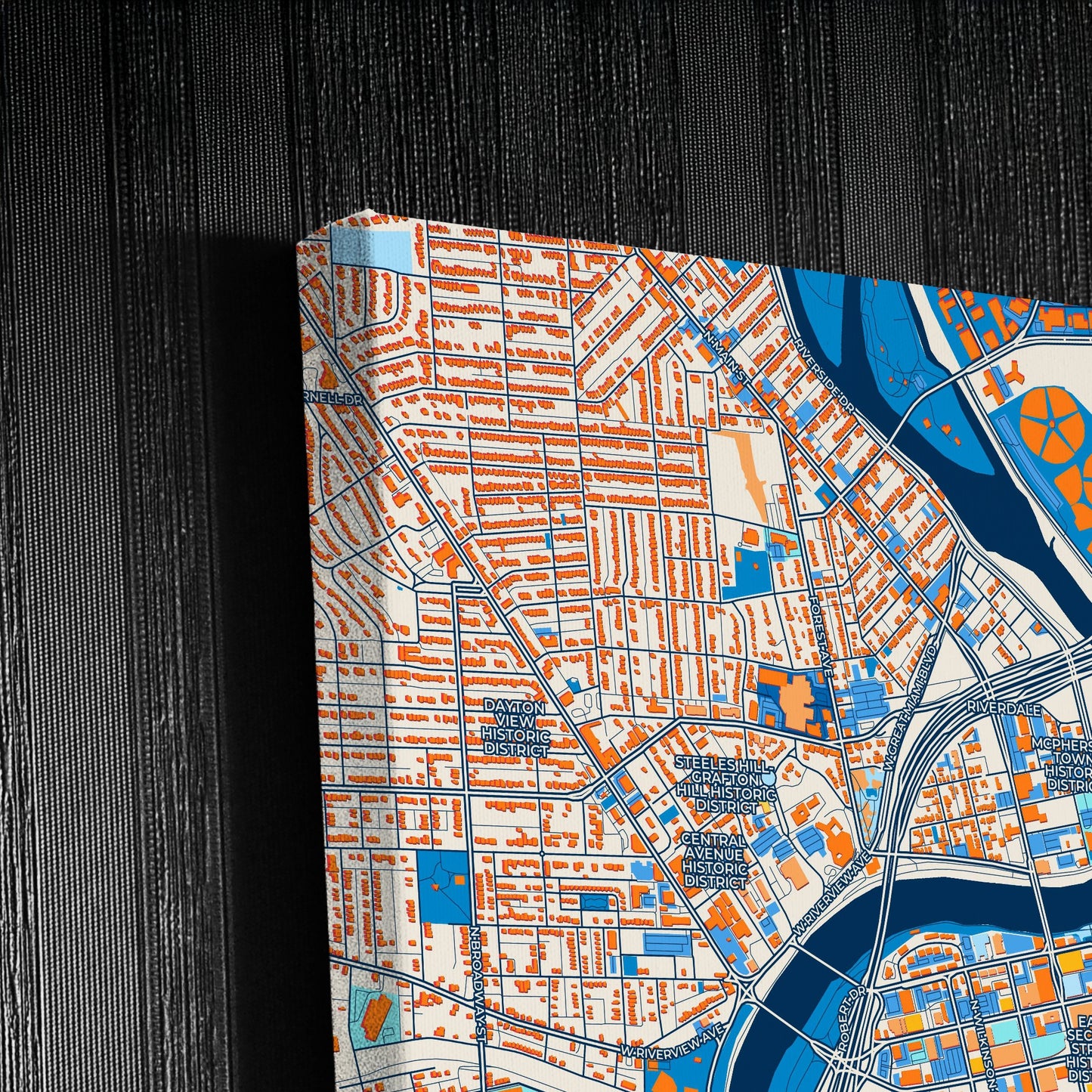 Dayton Ohio Colorful City Map Canvas Print Detail