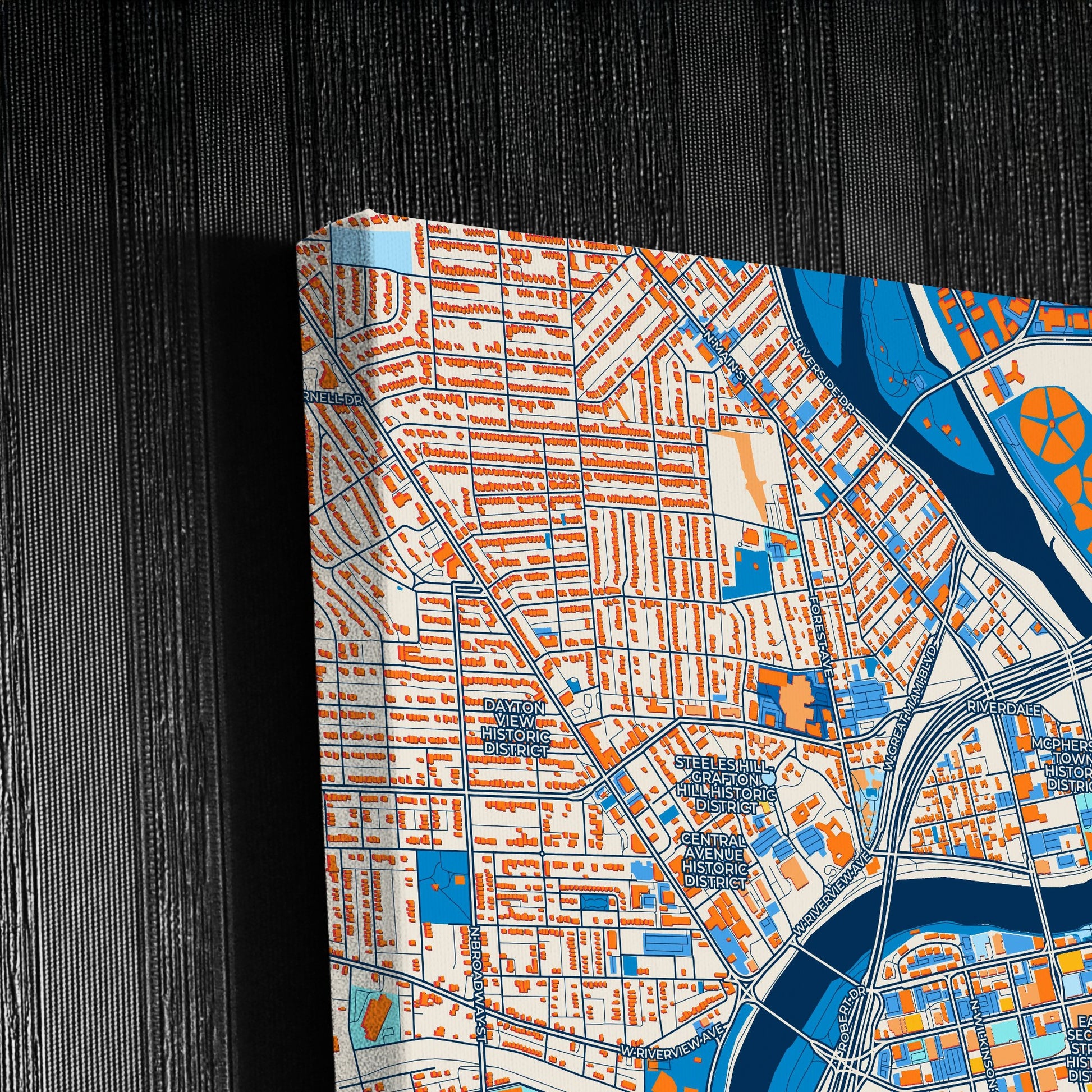 Dayton Ohio Colorful City Map Canvas Print Detail
