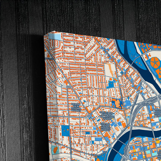 Dayton Ohio Colorful City Map Canvas Print Detail