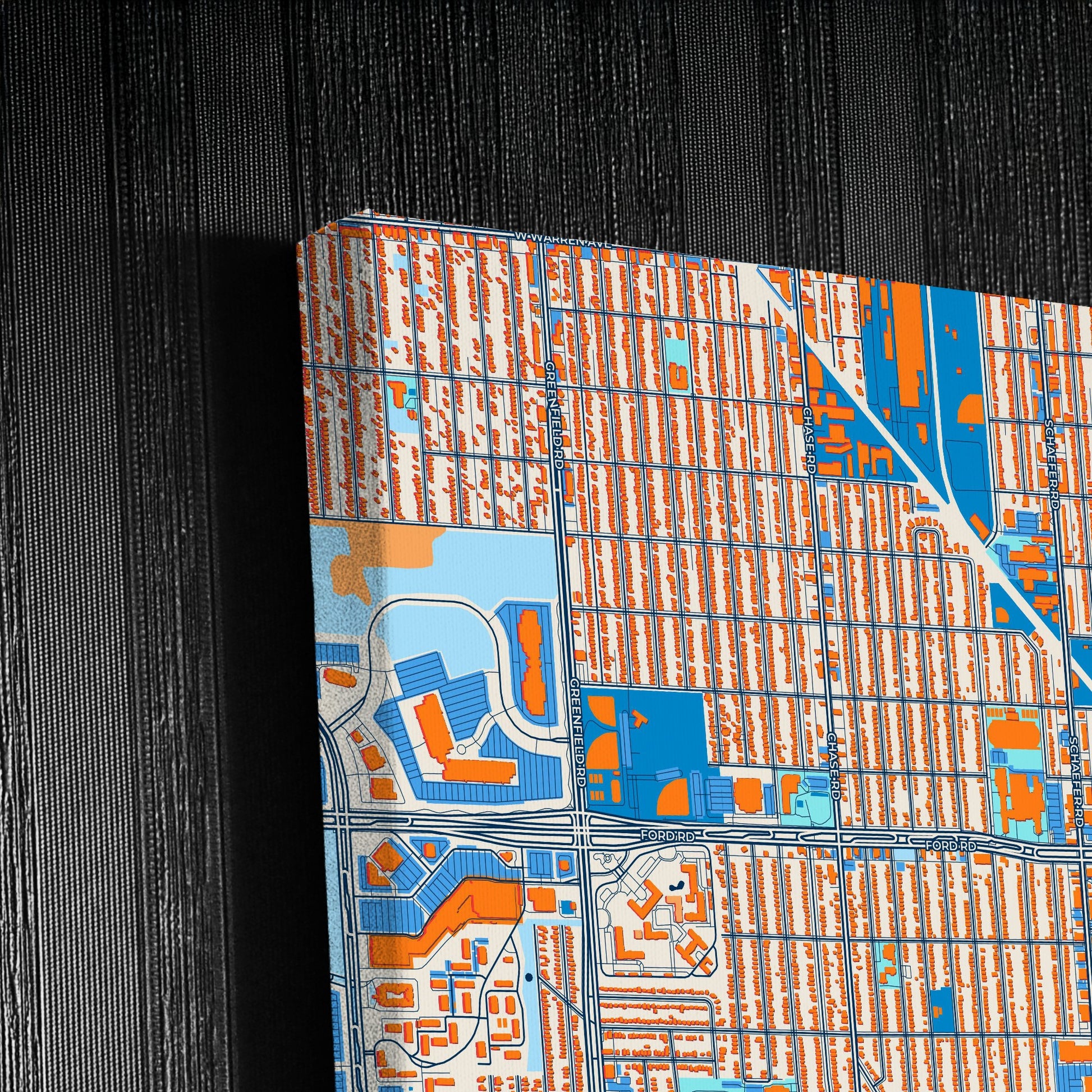 Dearborn Michigan Colorful City Map Canvas Print Detail