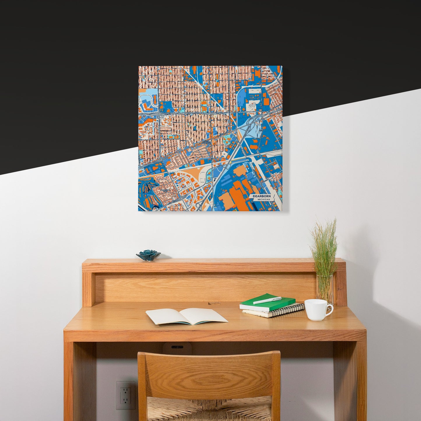 Dearborn Michigan Colorful City Map Canvas Print Scene