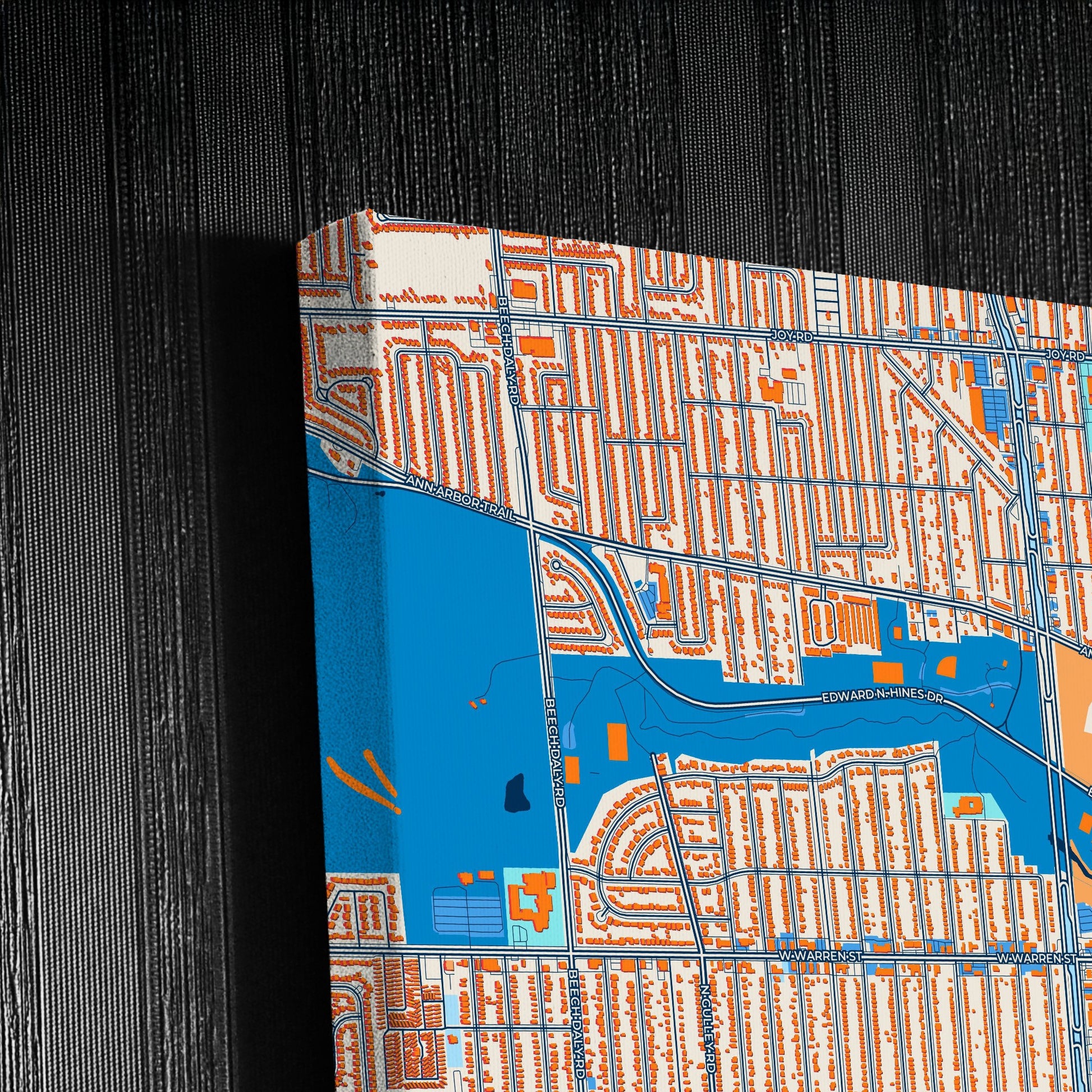 Dearborn Heights Michigan Colorful City Map Canvas Print Detail