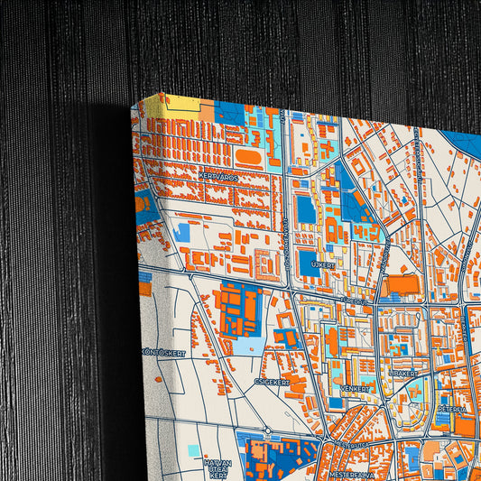 Debrecen Hungary Colorful City Map Canvas Print Detail