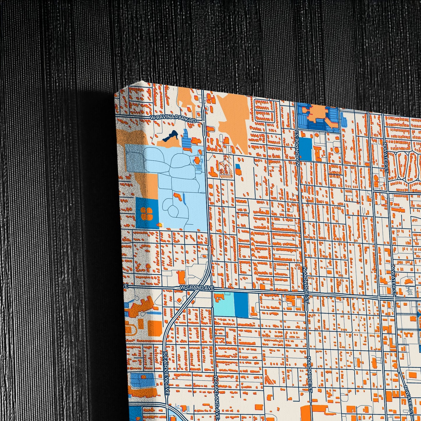 Decatur Illinois Colorful City Map Canvas Print Detail