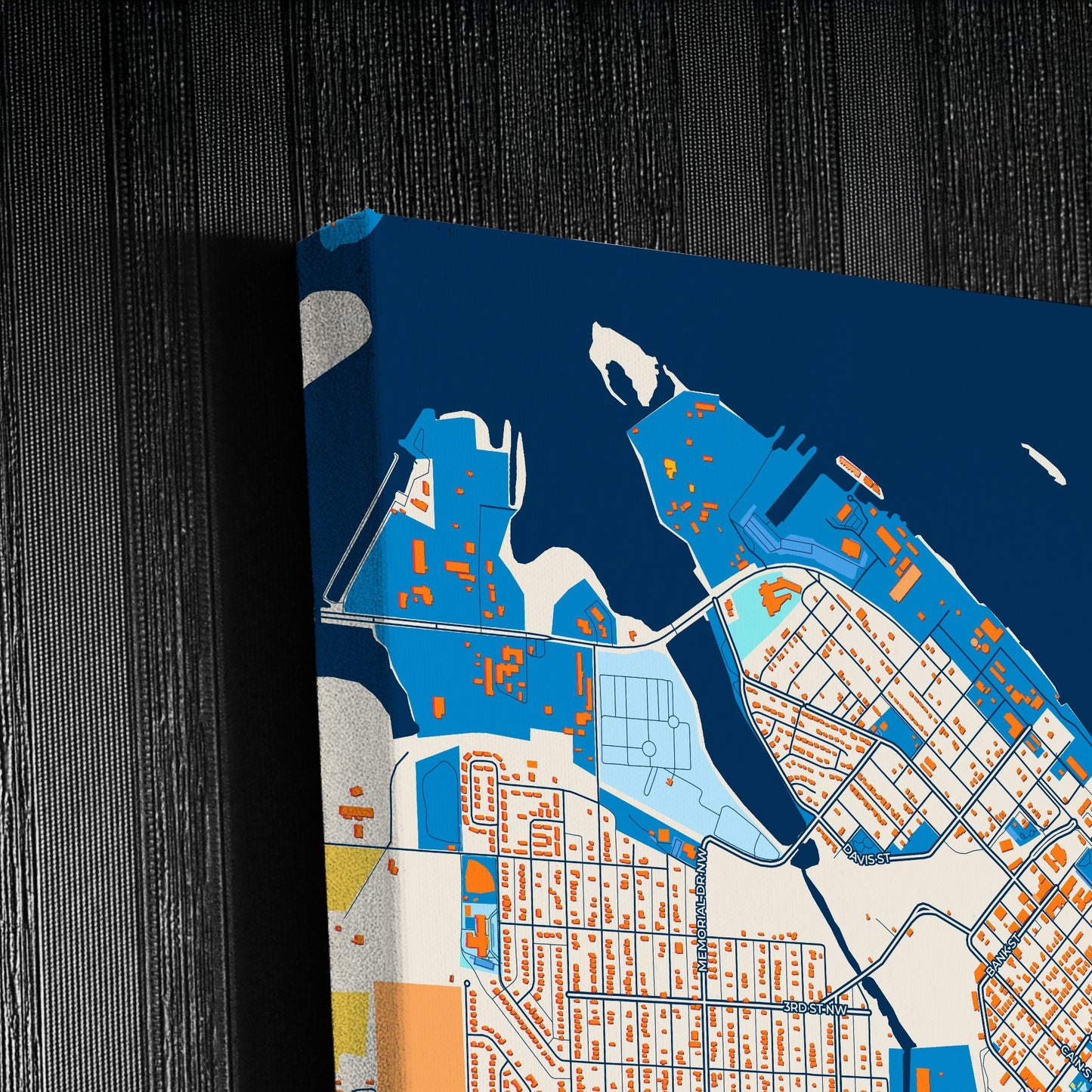 Decatur Alabama Colorful City Map Canvas Print Detail